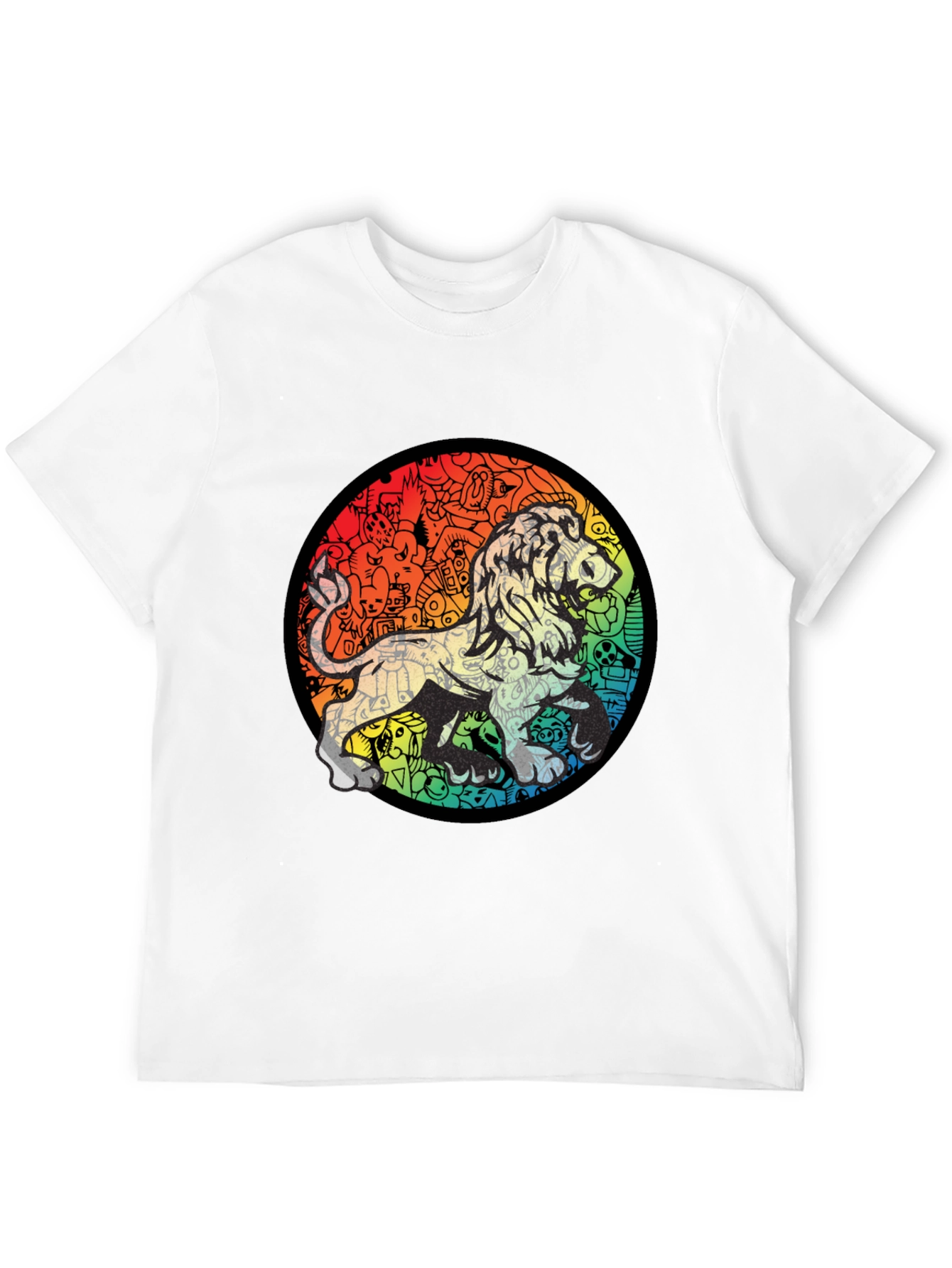 Lion Doodle Graphic Black T-Shirt
