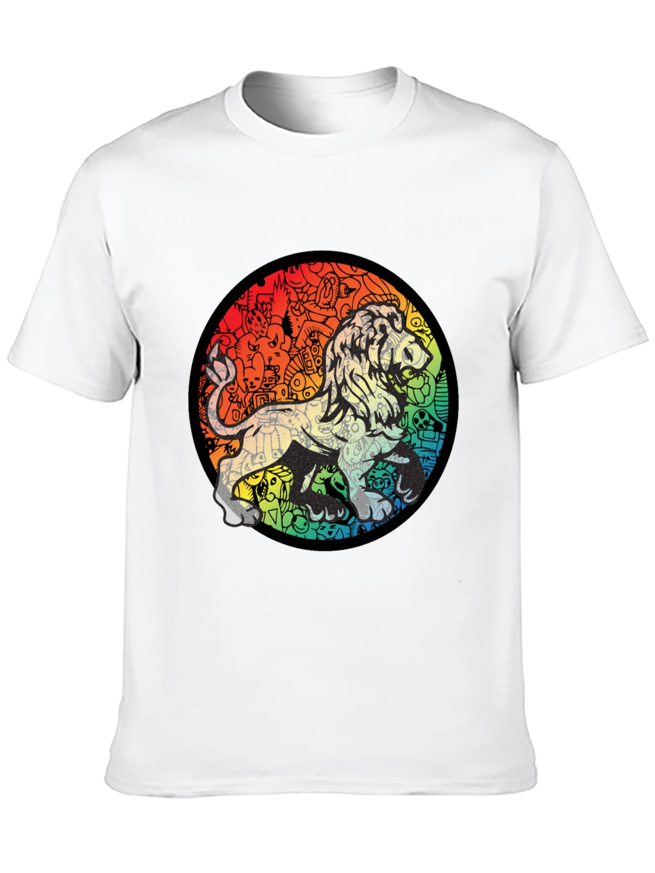 Lion Doodle Graphic Black T-Shirt