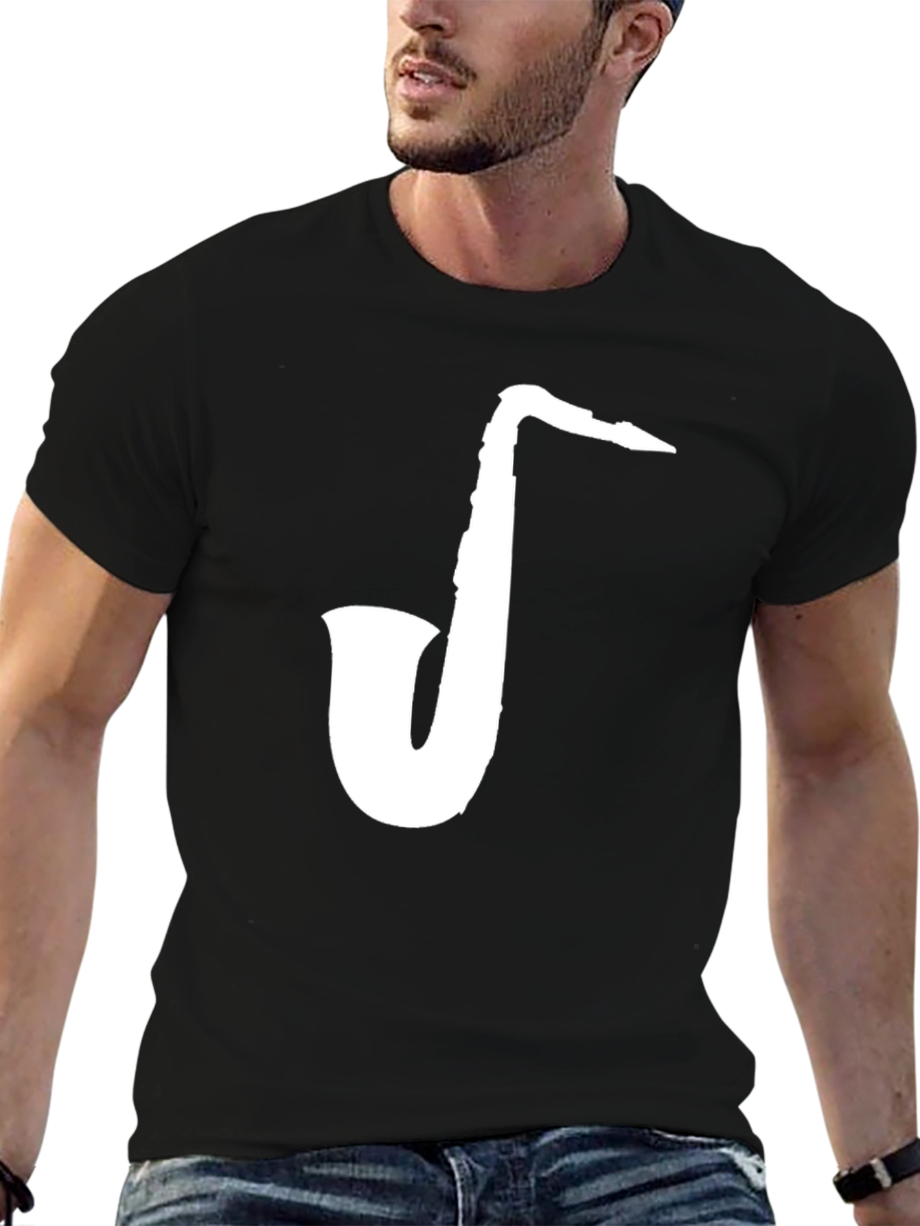 Saxophone Graphic Tee - Musicians Black T-Shirt