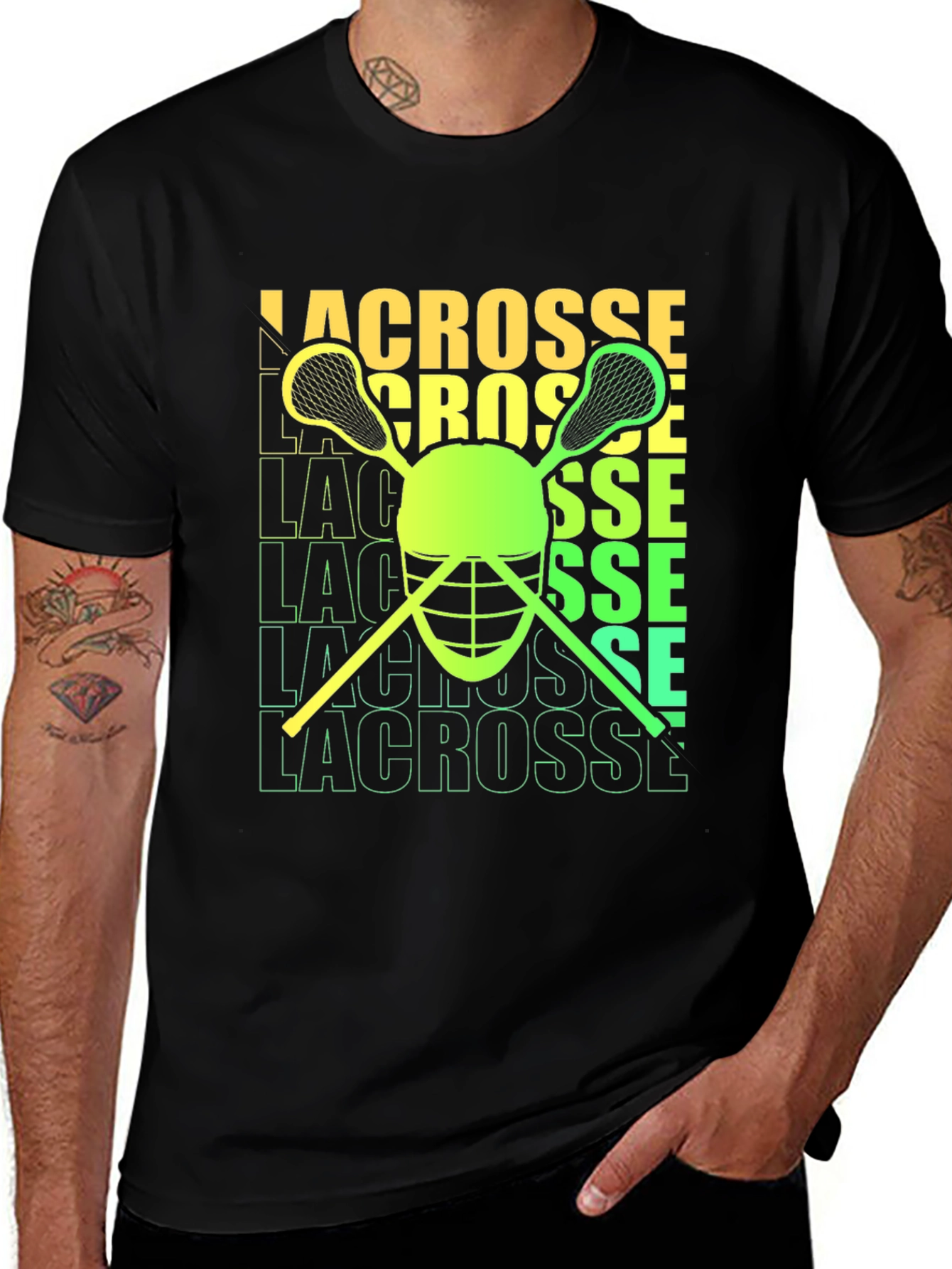 Lacrosse Helmet & Sticks Graphic T-Shirt