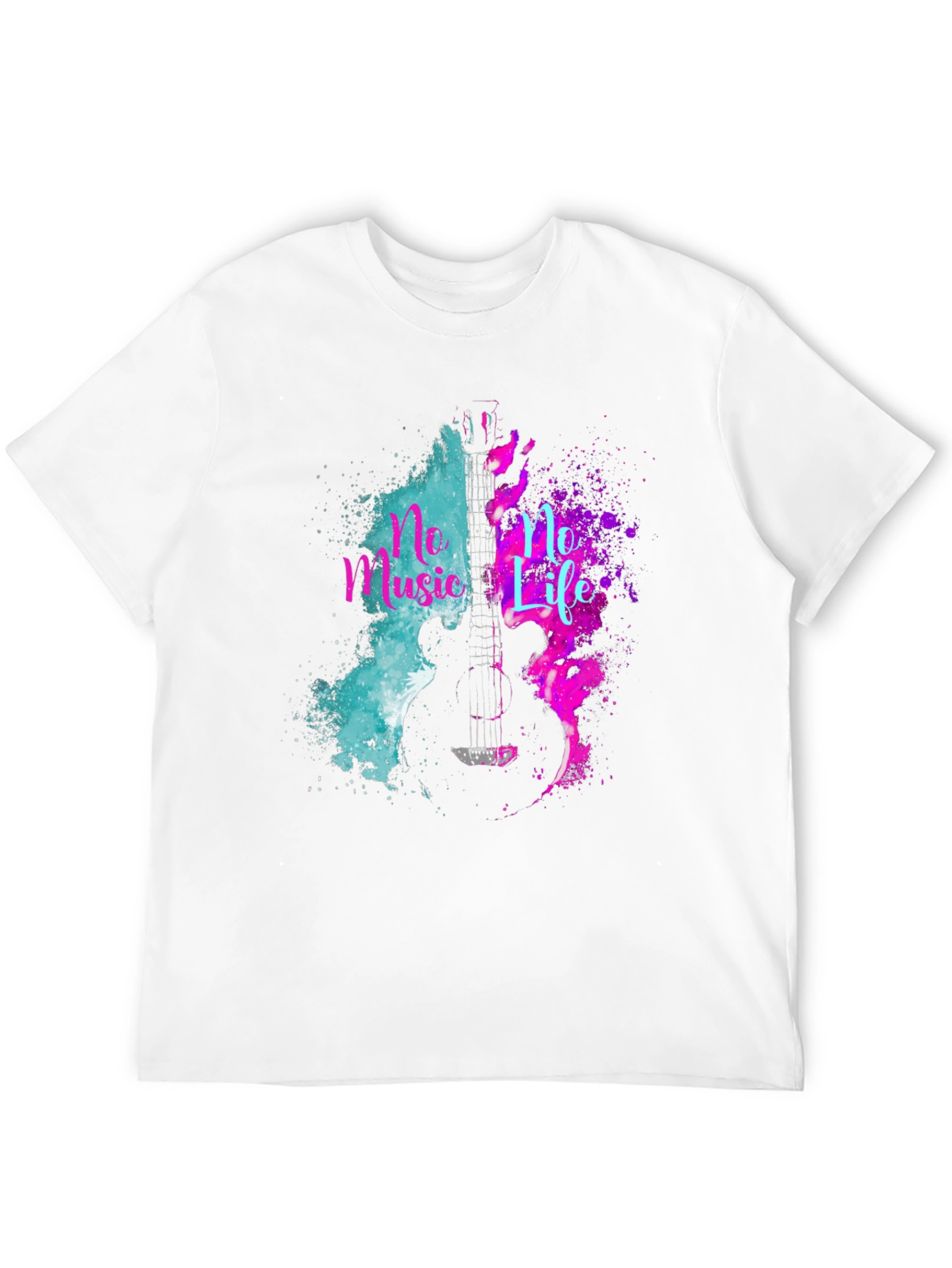No Music No Life Guitar Graphic Tee - Black