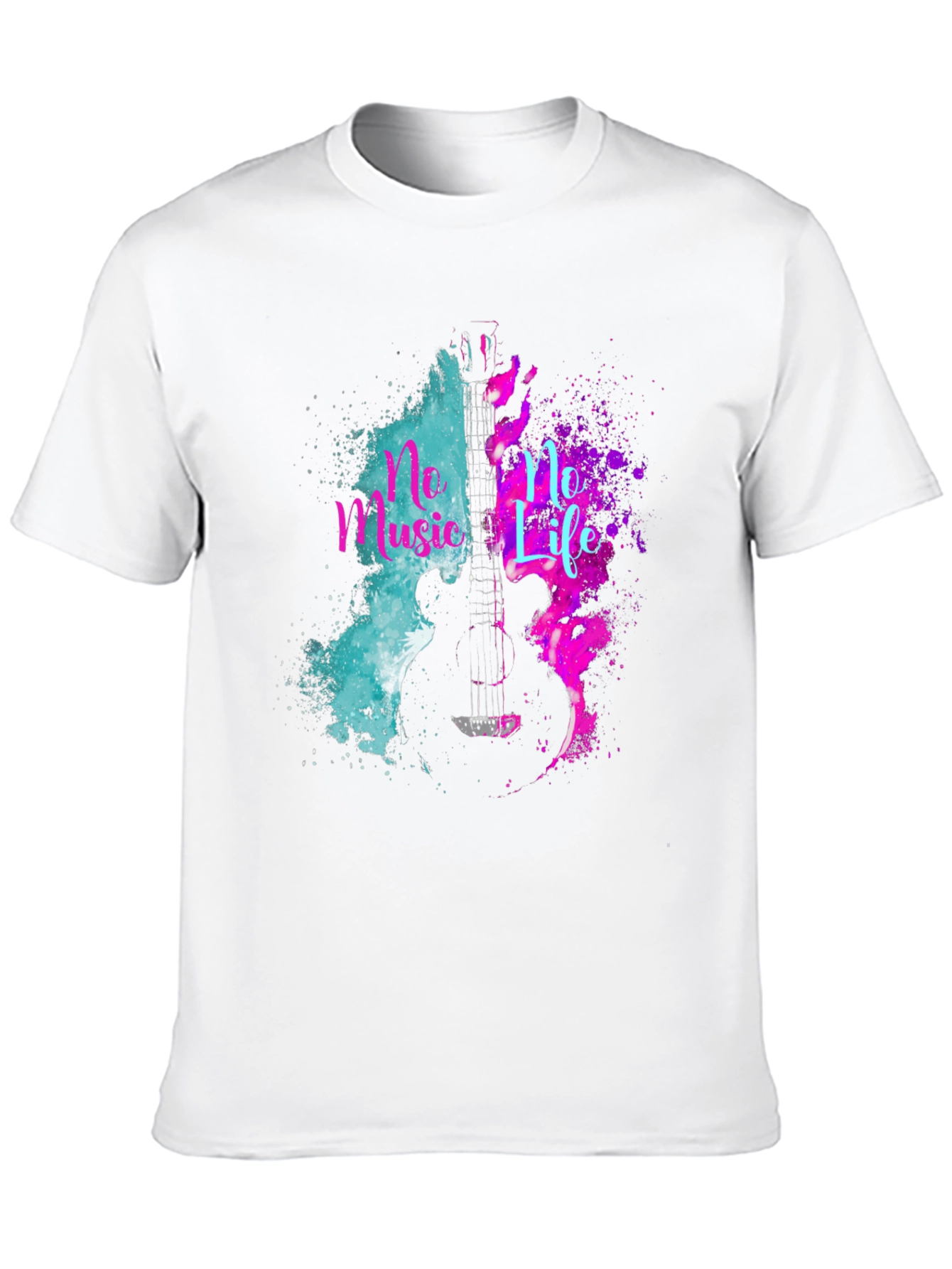 No Music No Life Guitar Graphic Tee - Black