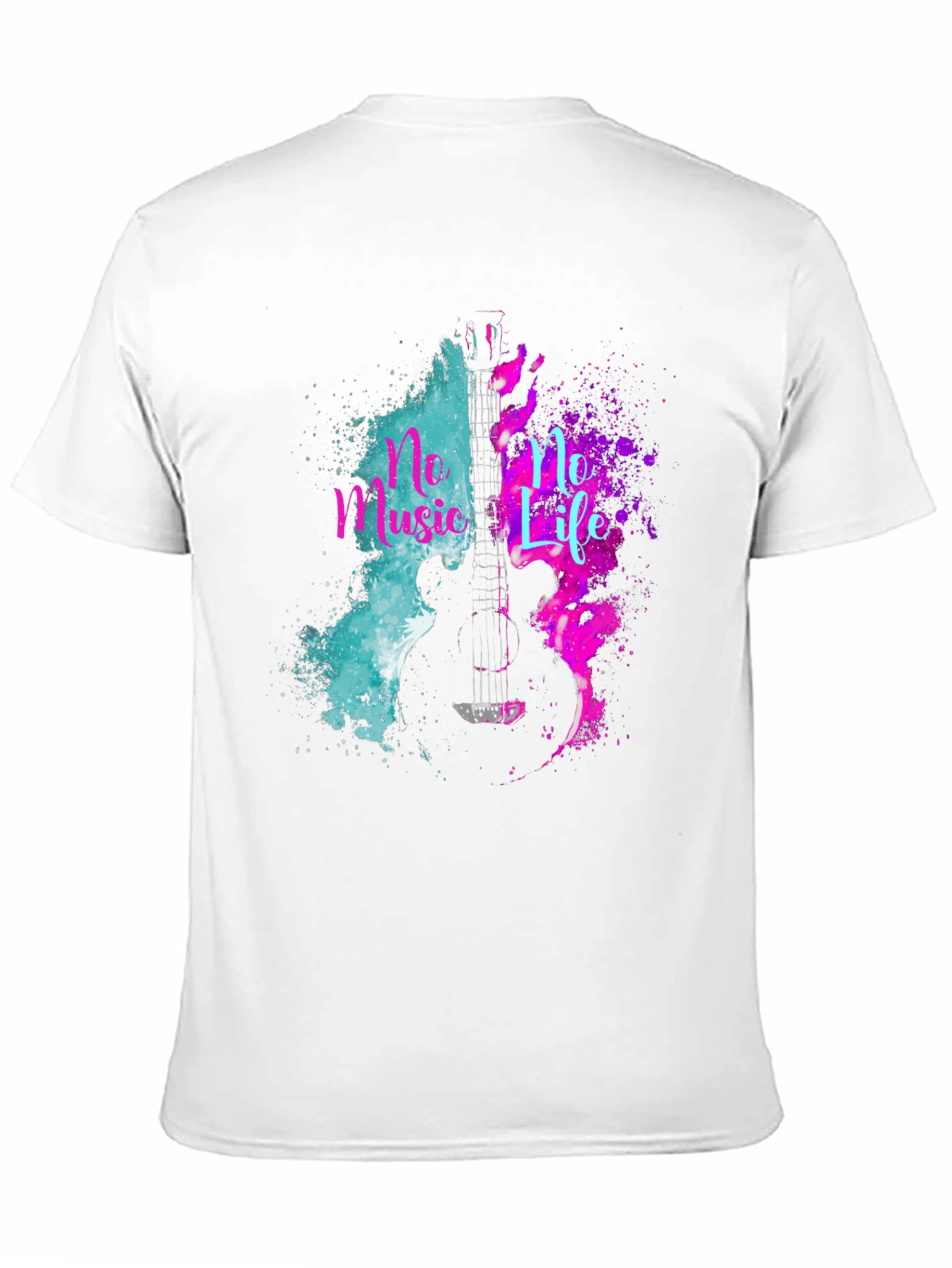 No Music No Life Guitar Graphic Tee - Black