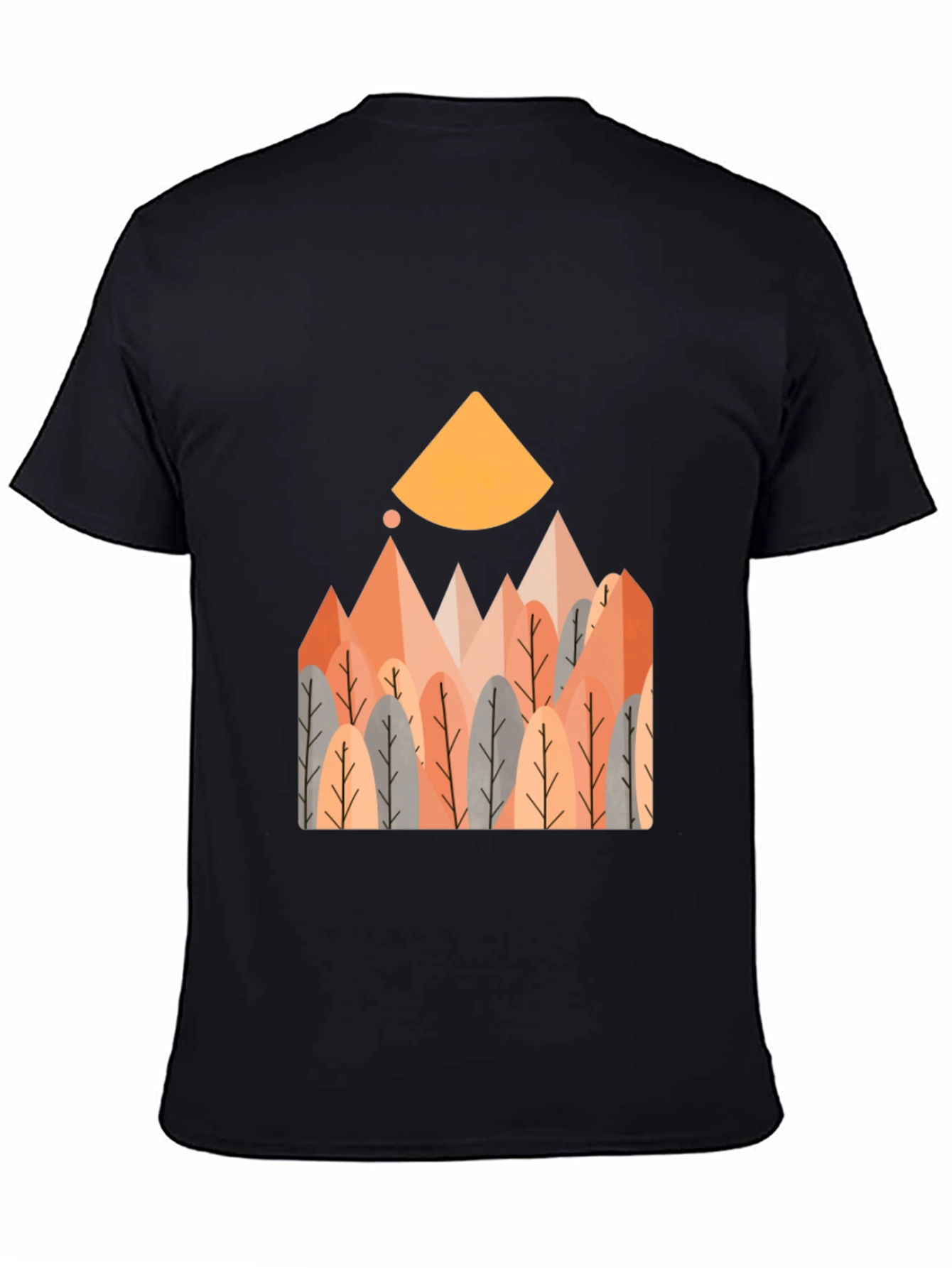 Geometric Forest Graphic Tee - Casual Style