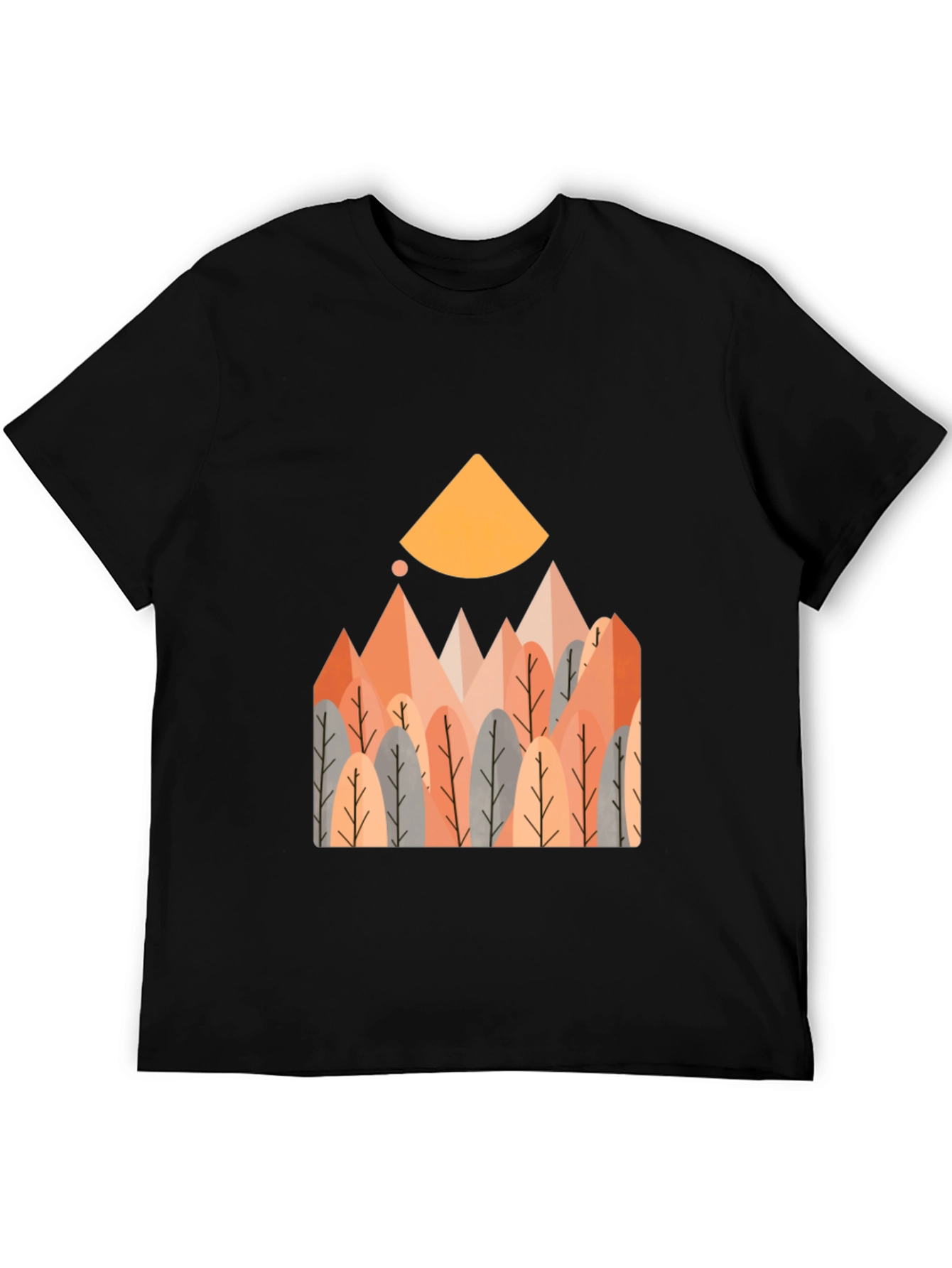 Geometric Forest Graphic Tee - Casual Style