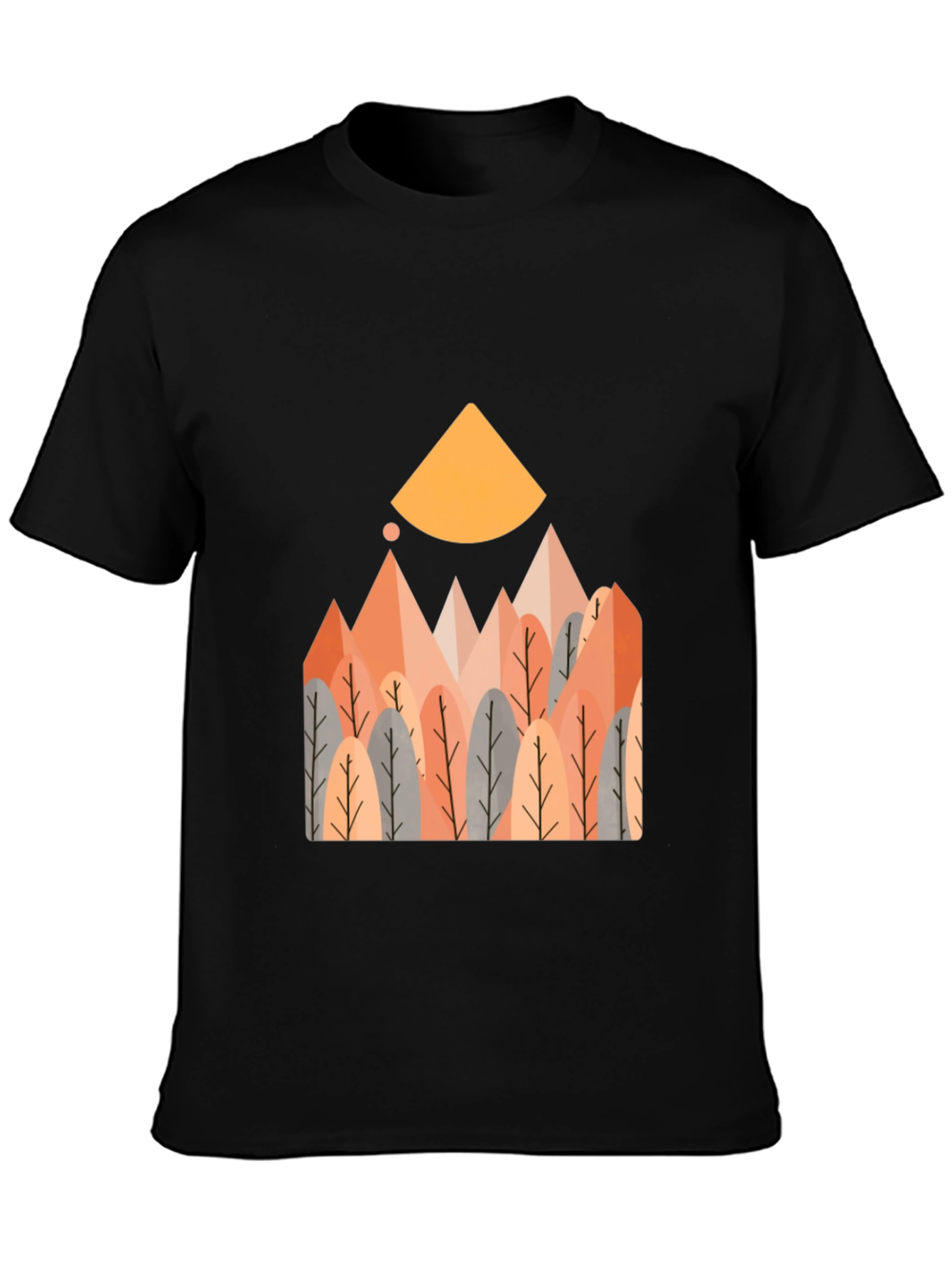 Geometric Forest Graphic Tee - Casual Style