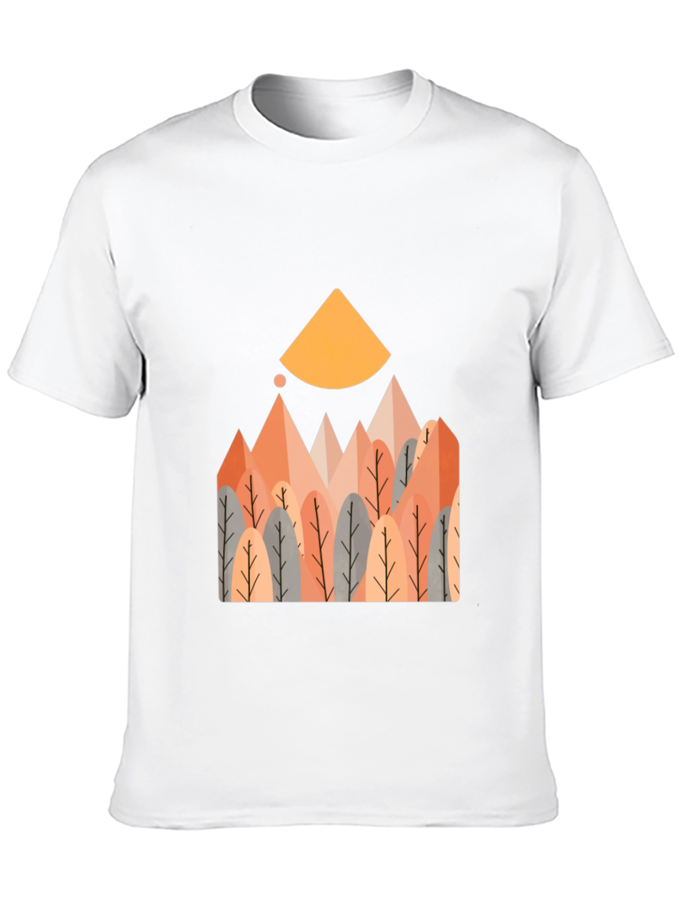 Geometric Forest Graphic Tee - Casual Style