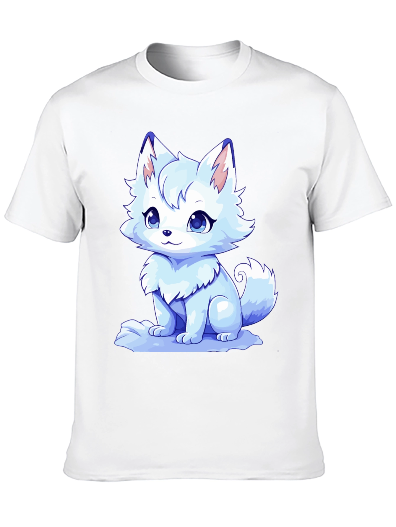 Cute Anime Fox Black T-Shirt