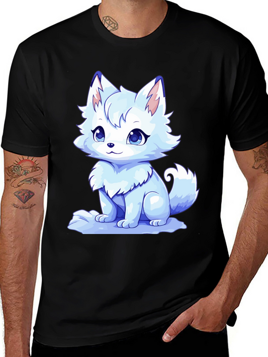 Cute Anime Fox Black T-Shirt