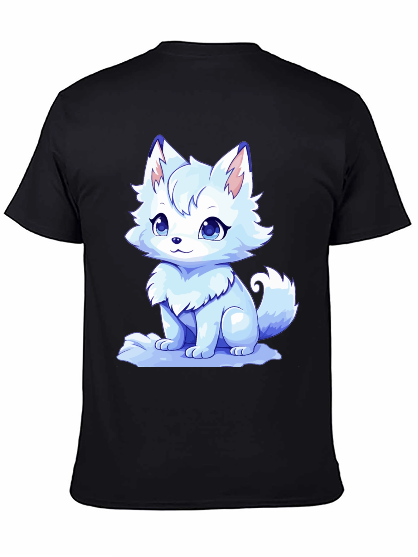 Cute Anime Fox Black T-Shirt