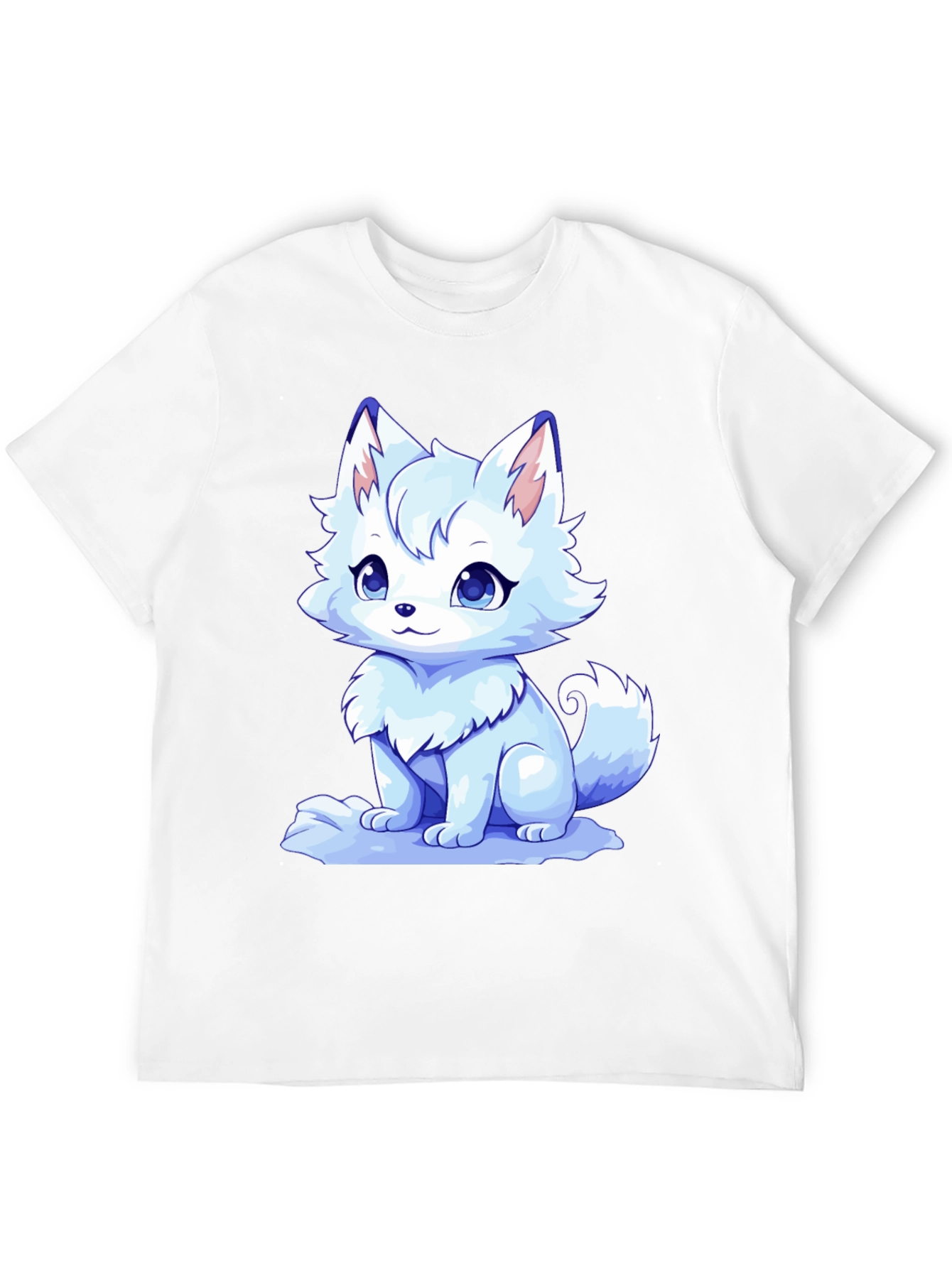 Cute Anime Fox Black T-Shirt