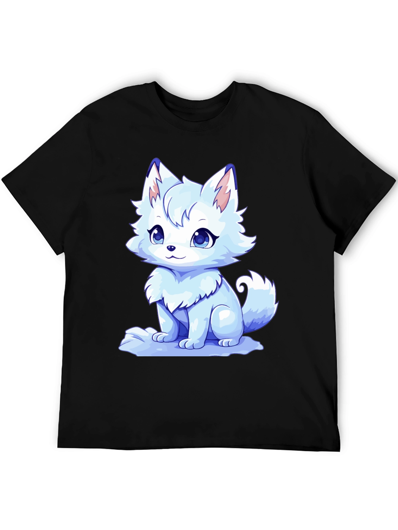 Cute Anime Fox Black T-Shirt