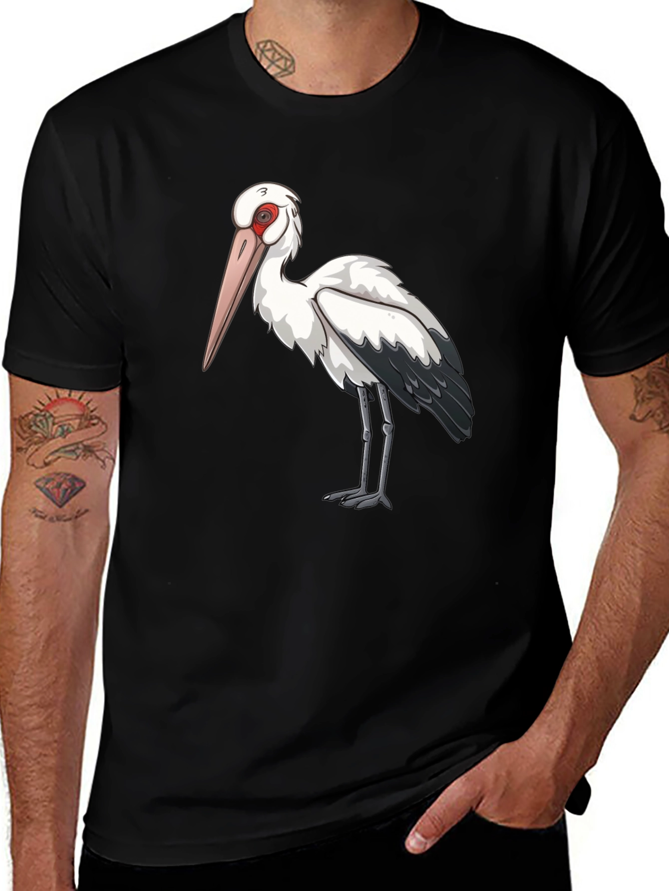 Stork Graphic Tee - Cool Bird Lover Shirt