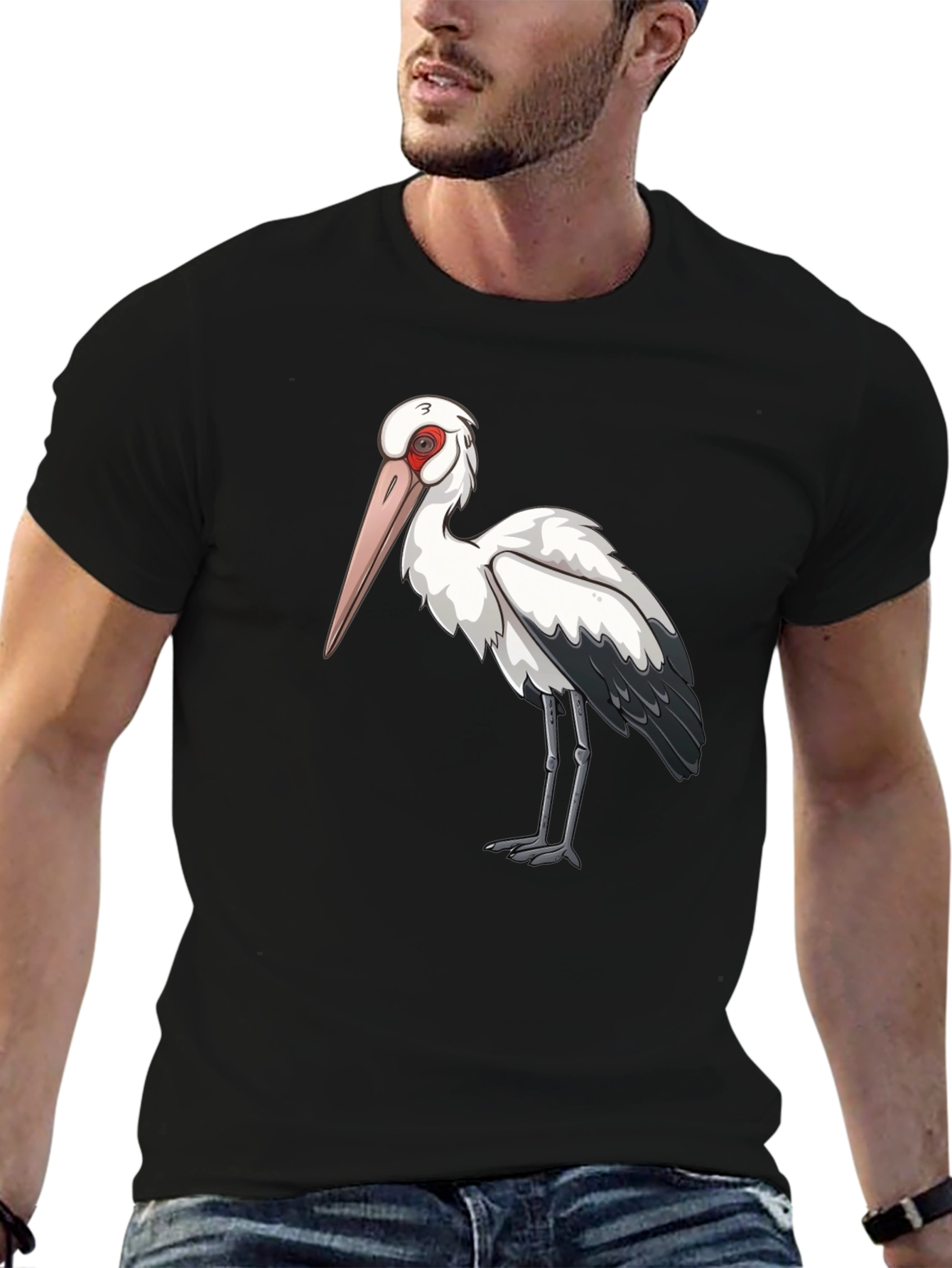 Stork Graphic Tee - Cool Bird Lover Shirt