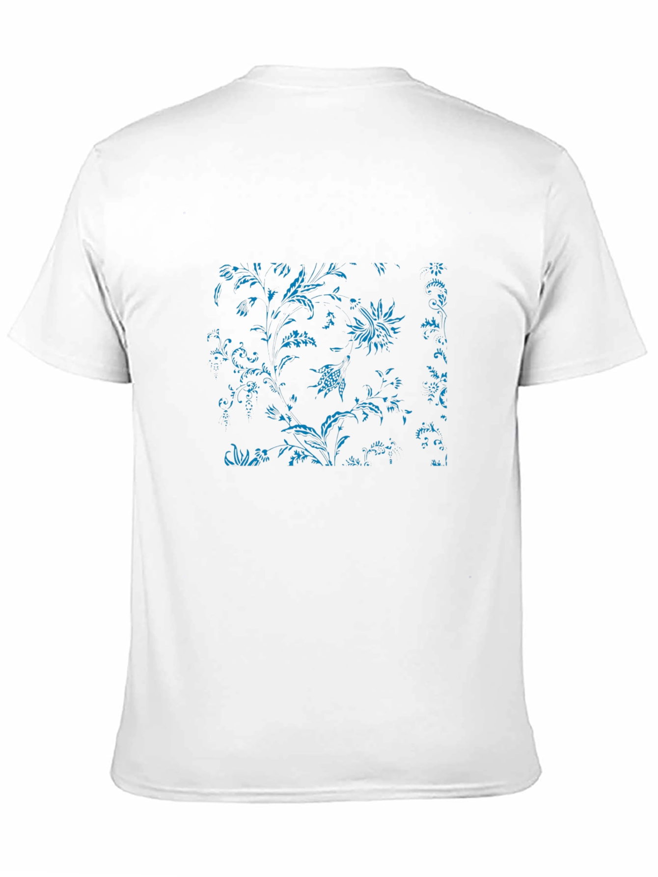 Black Tee with Blue Floral Botanical Print