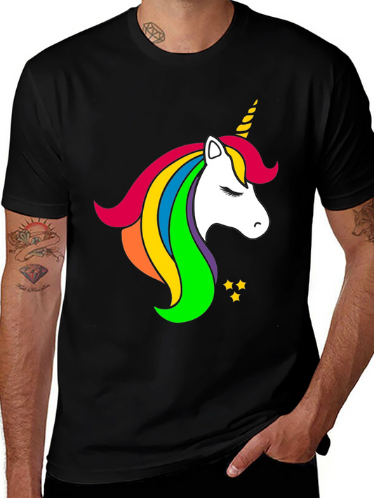 Rainbow Unicorn Graphic Black T-Shirt