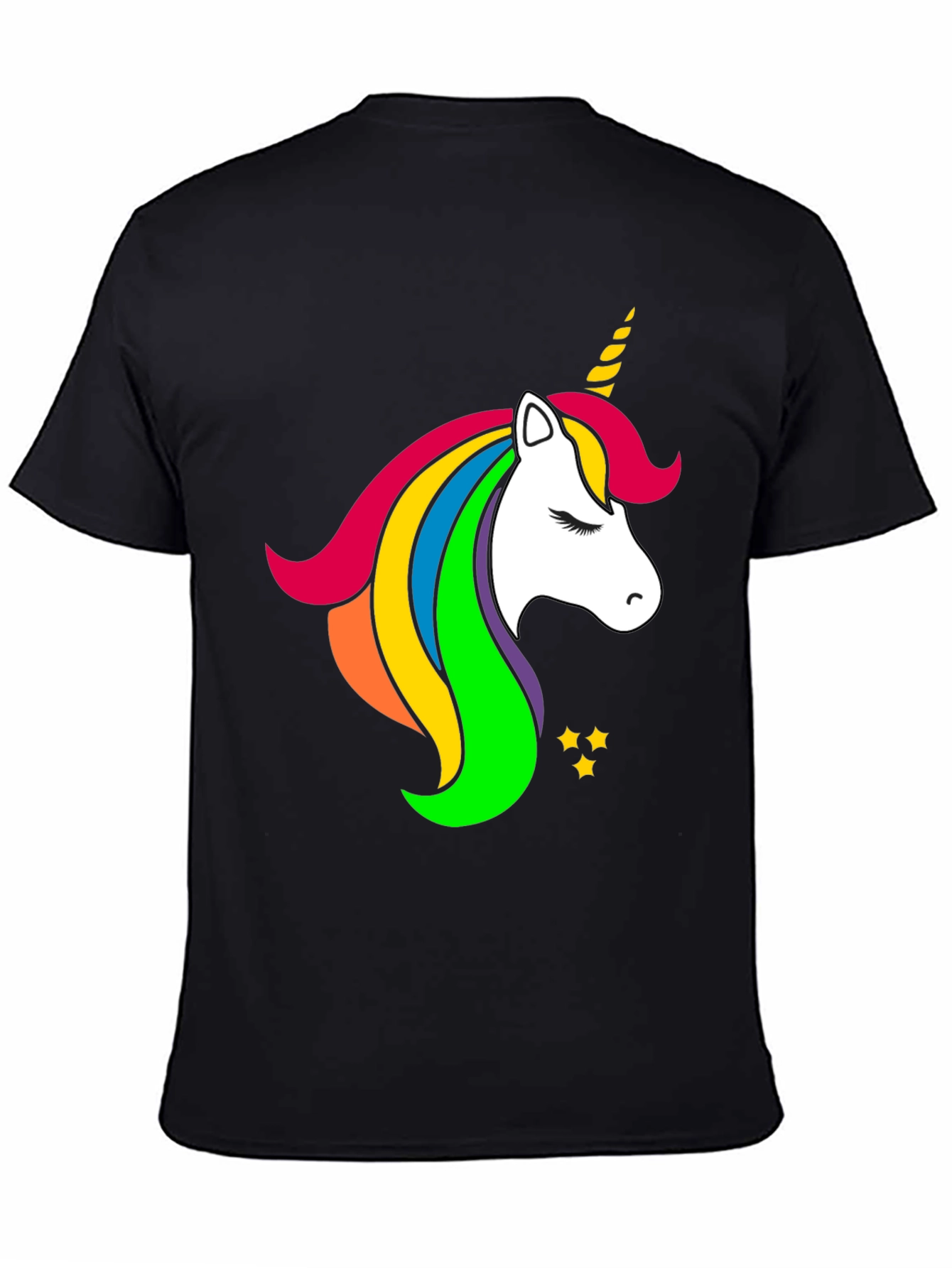 Rainbow Unicorn Graphic Black T-Shirt