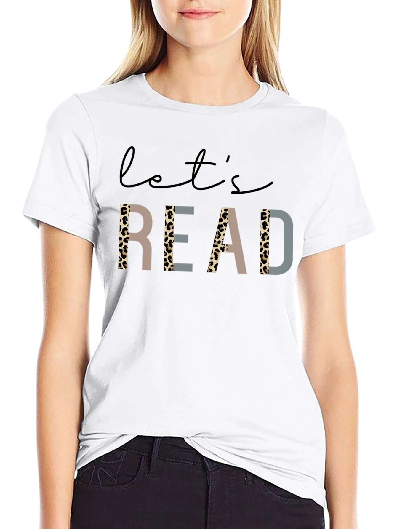Lets Read Graphic Tee - Leopard Print