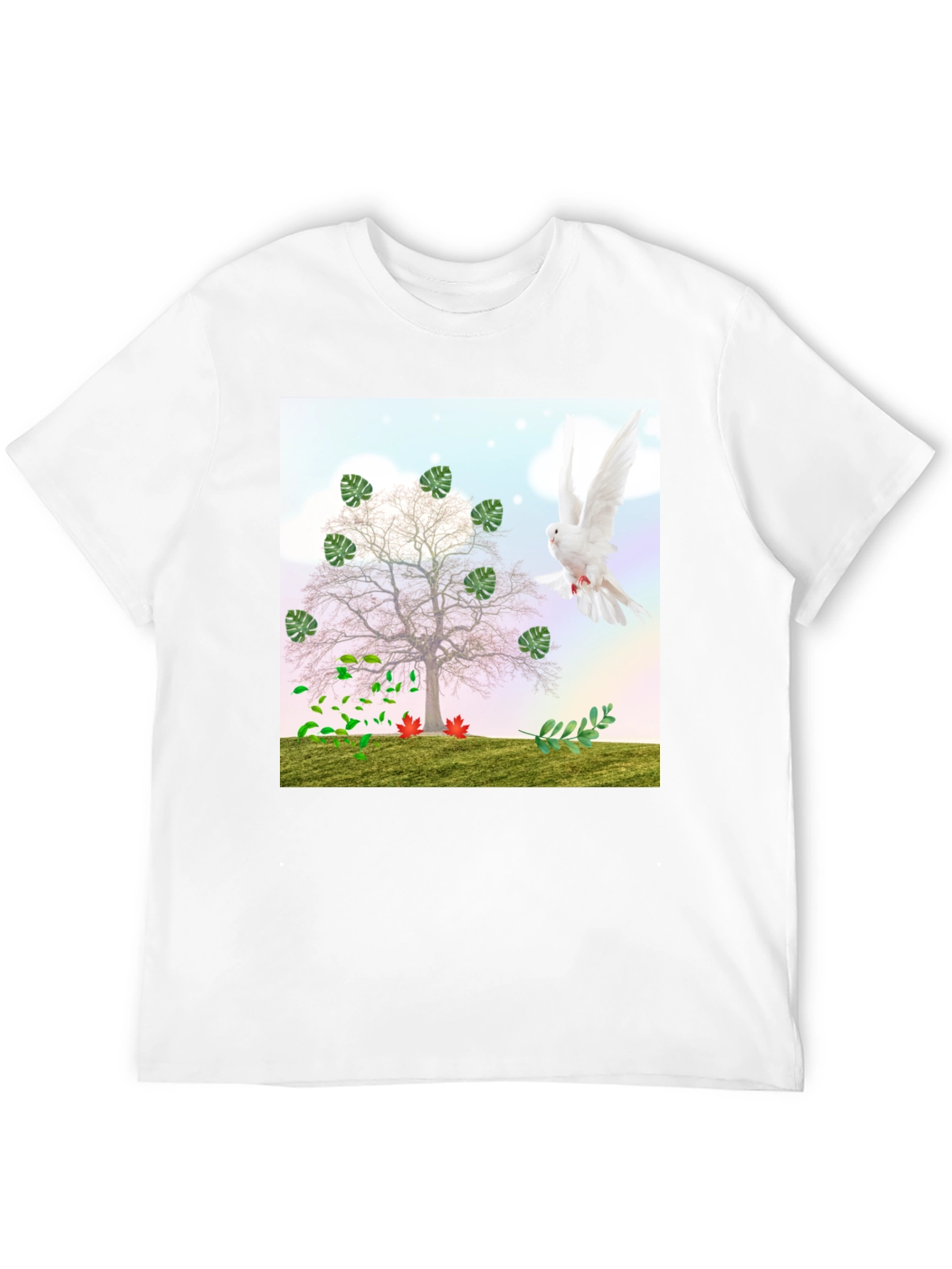 Nature Tree Dove Graphic T-Shirt
