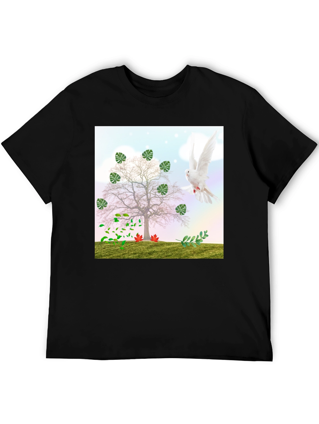 Nature Tree Dove Graphic T-Shirt