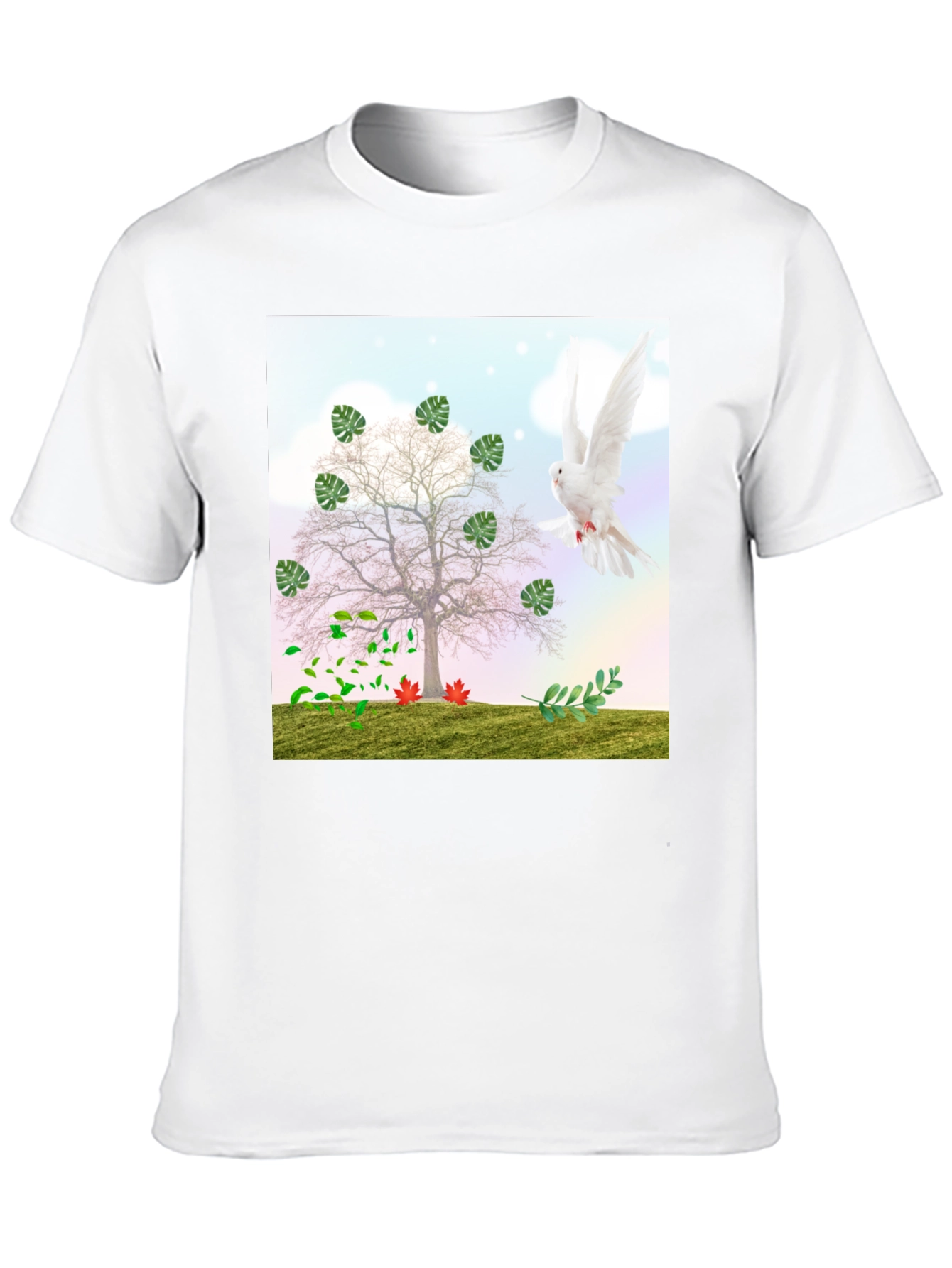 Nature Tree Dove Graphic T-Shirt