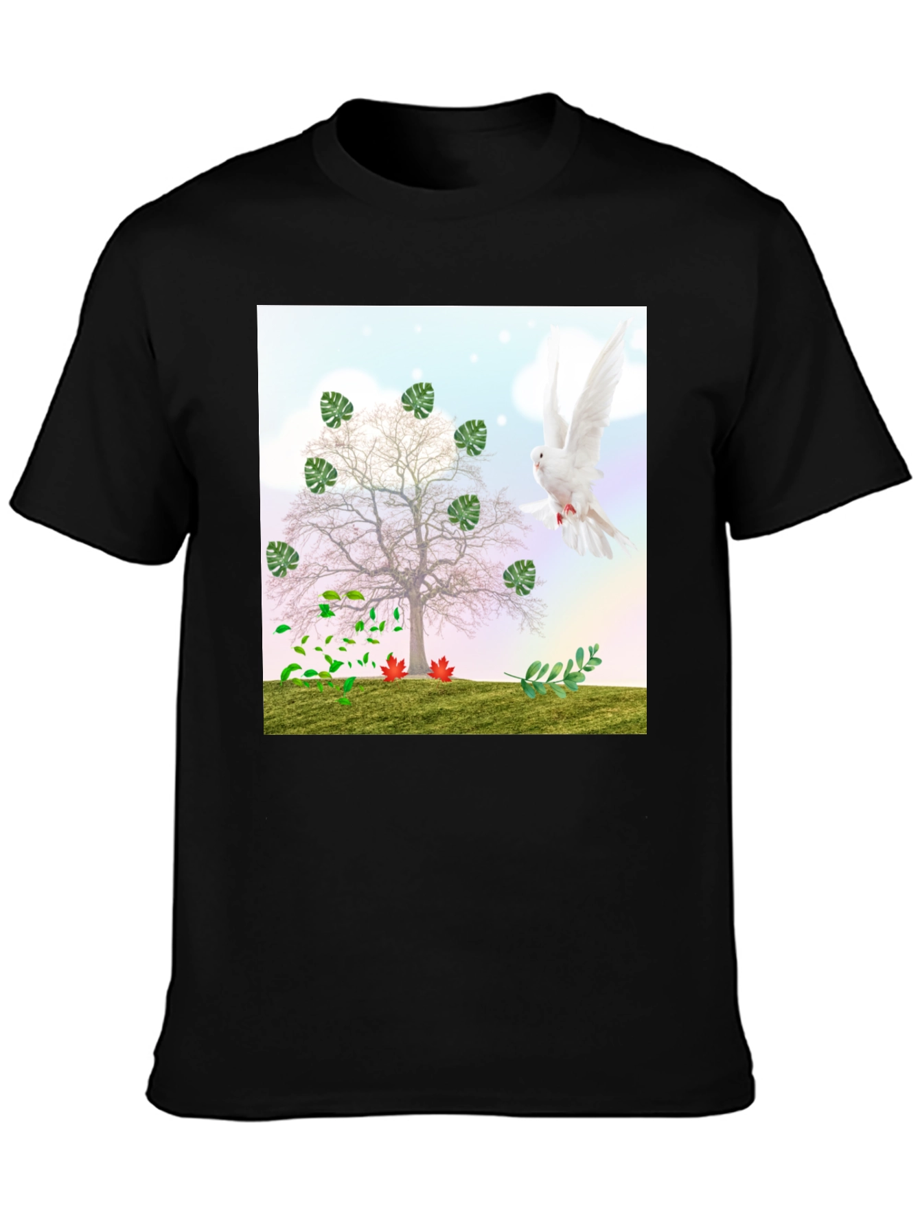 Nature Tree Dove Graphic T-Shirt