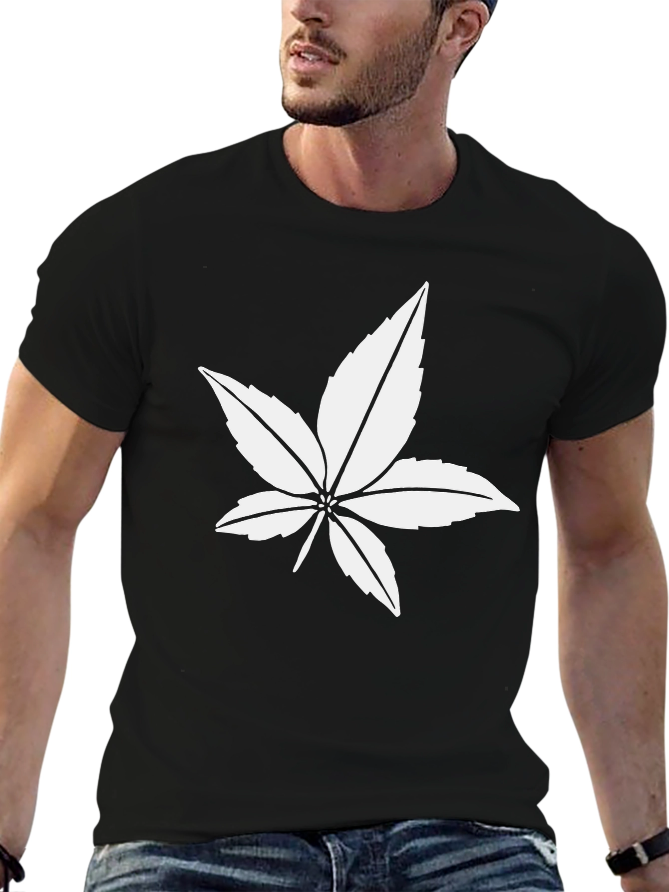 Leaf Graphic Black T-Shirt - Casual Style