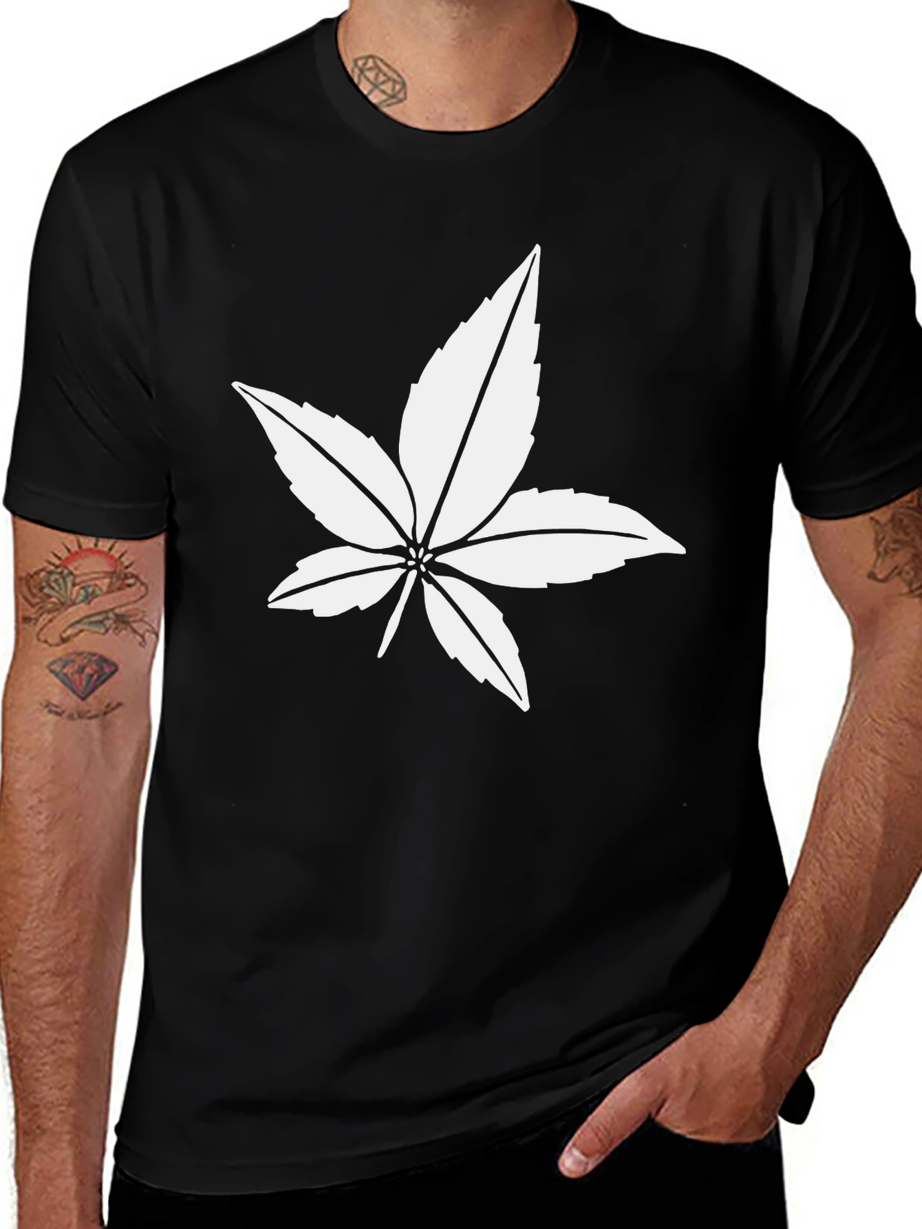 Leaf Graphic Black T-Shirt - Casual Style