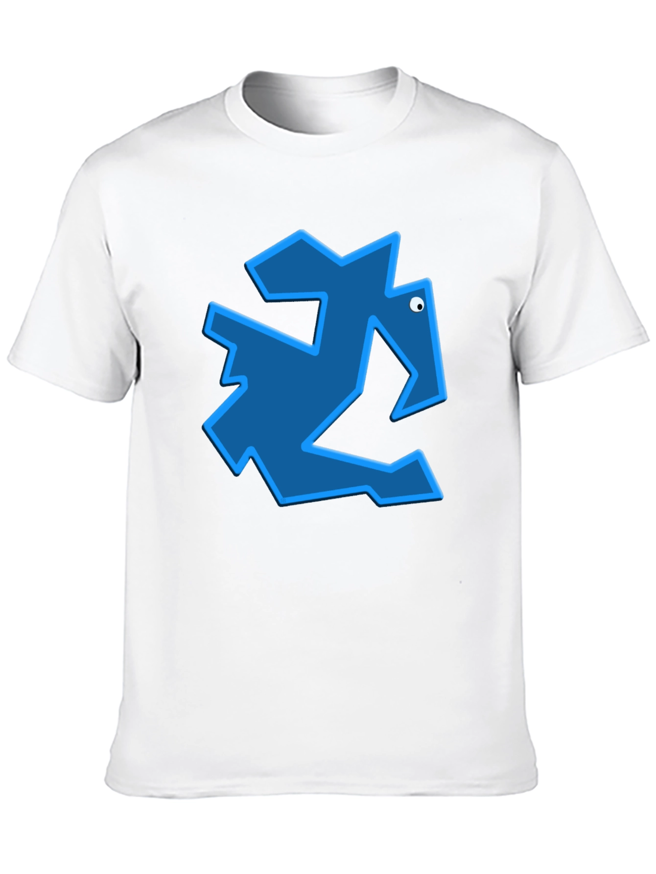 Geometric Blue Animal Graphic Black T-Shirt