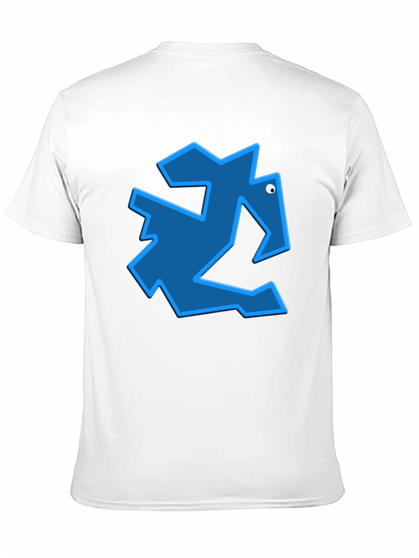 Geometric Blue Animal Graphic Black T-Shirt