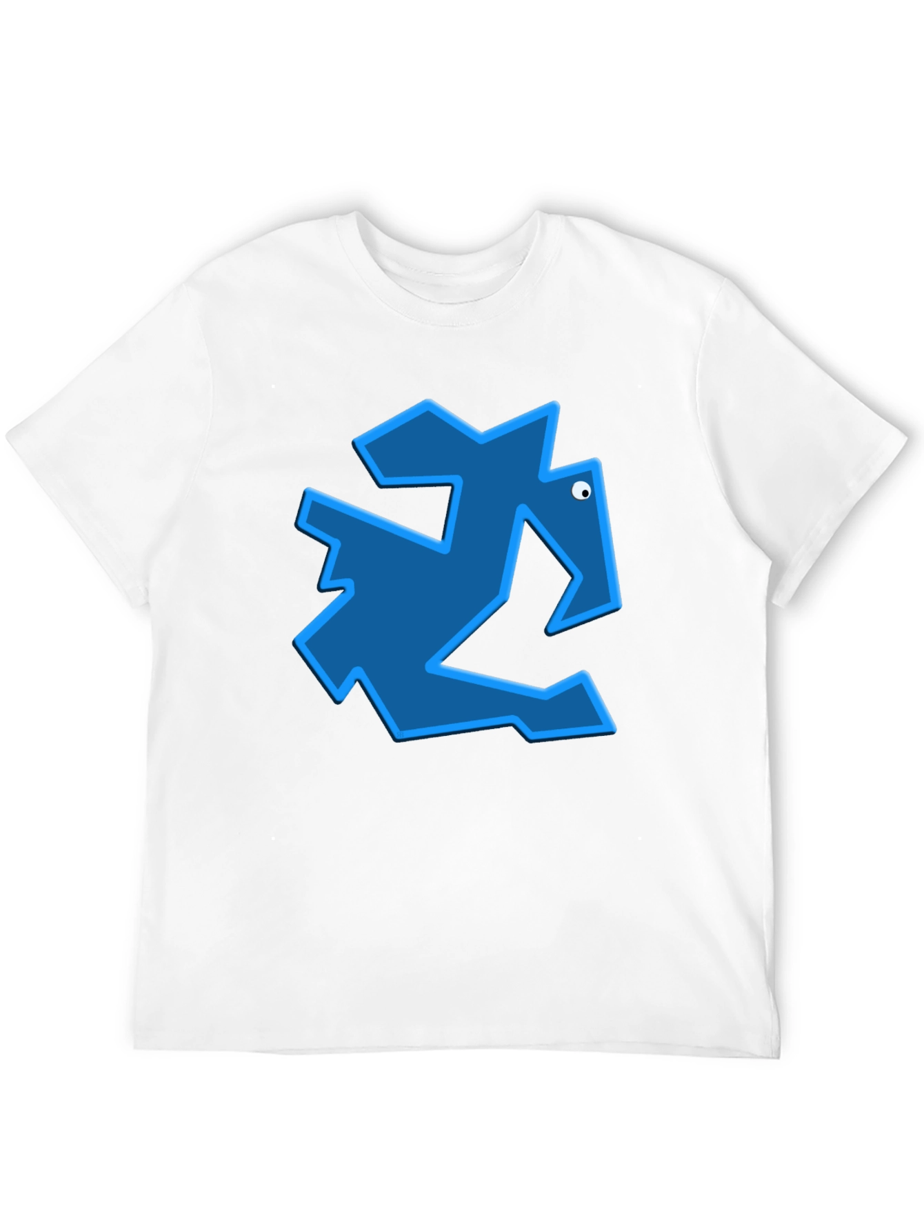 Geometric Blue Animal Graphic Black T-Shirt
