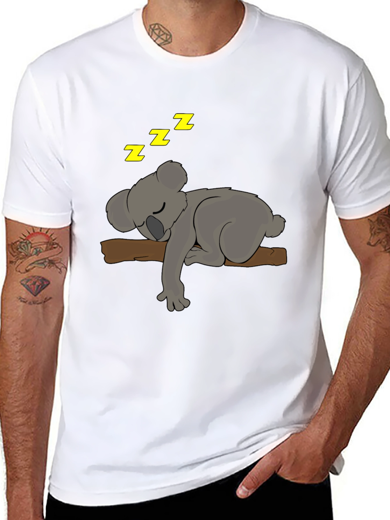 Cute Sleeping Koala Bear T-Shirt - Black Tee