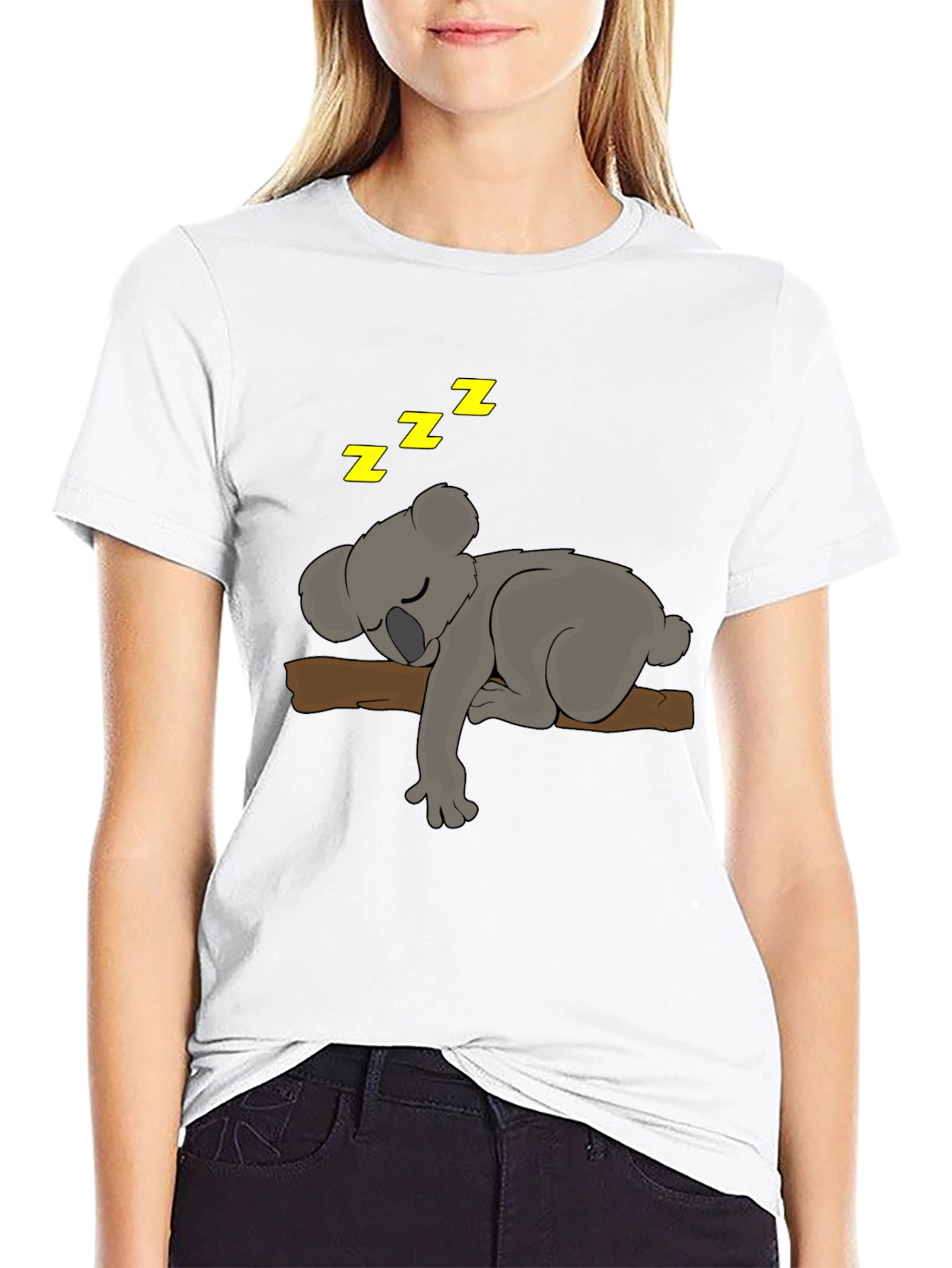 Cute Sleeping Koala Bear T-Shirt - Black Tee