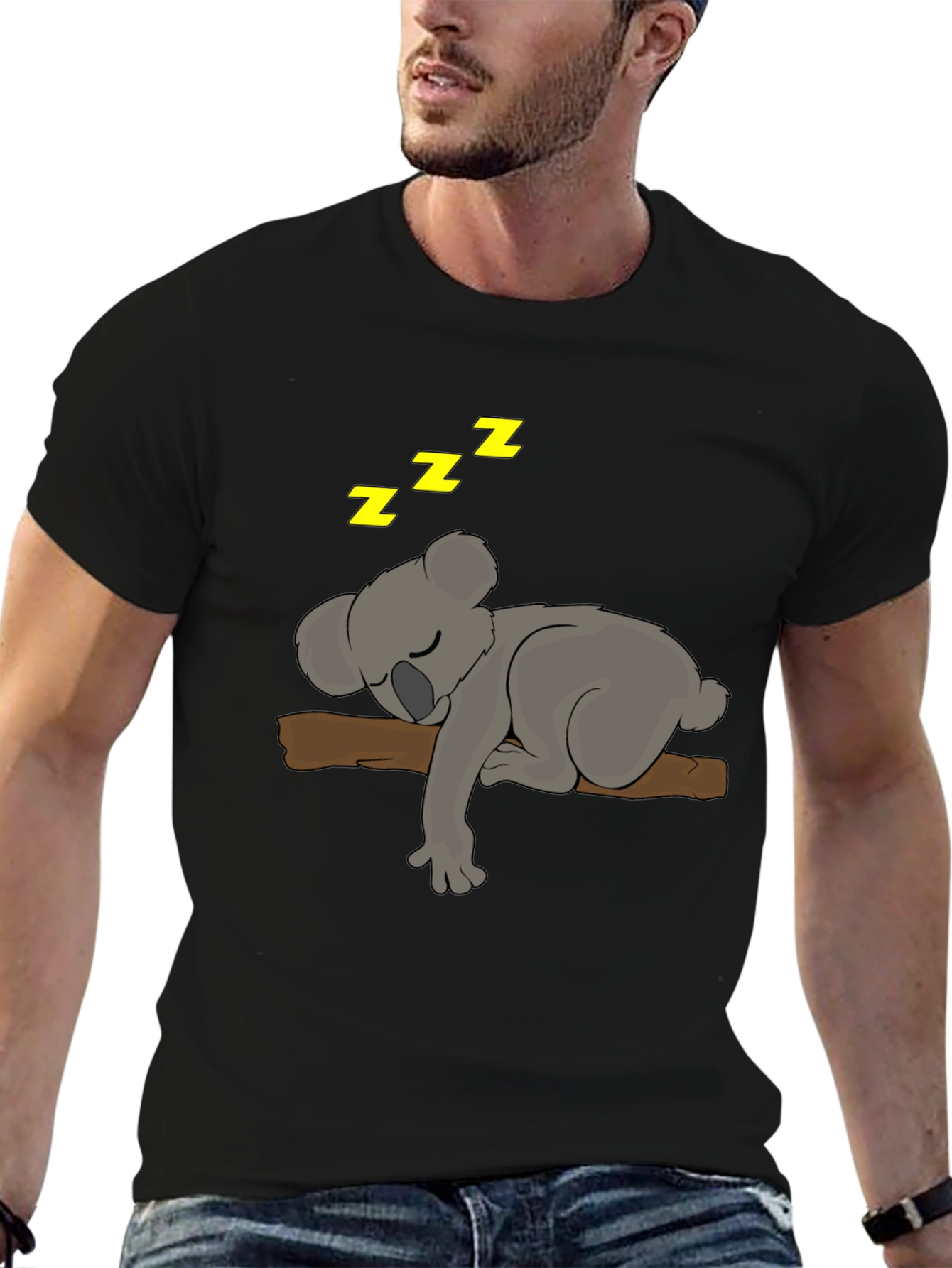Cute Sleeping Koala Bear T-Shirt - Black Tee