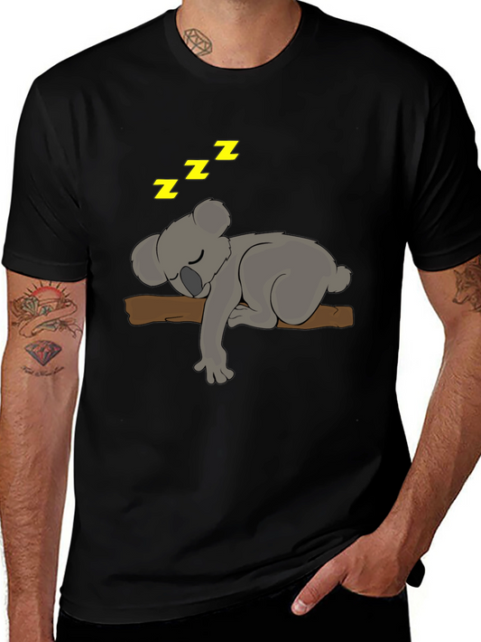 Cute Sleeping Koala Bear T-Shirt - Black Tee