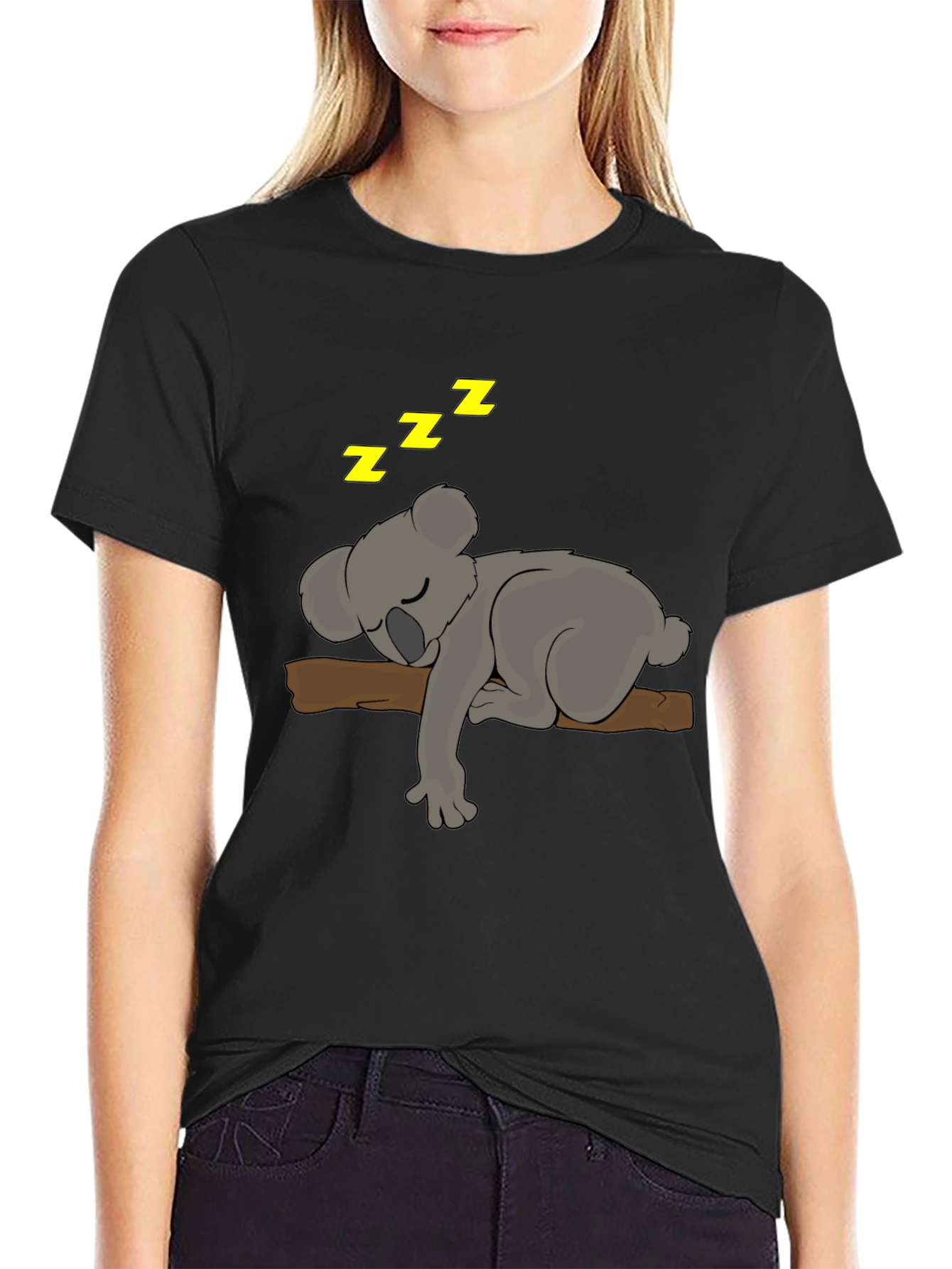Cute Sleeping Koala Bear T-Shirt - Black Tee