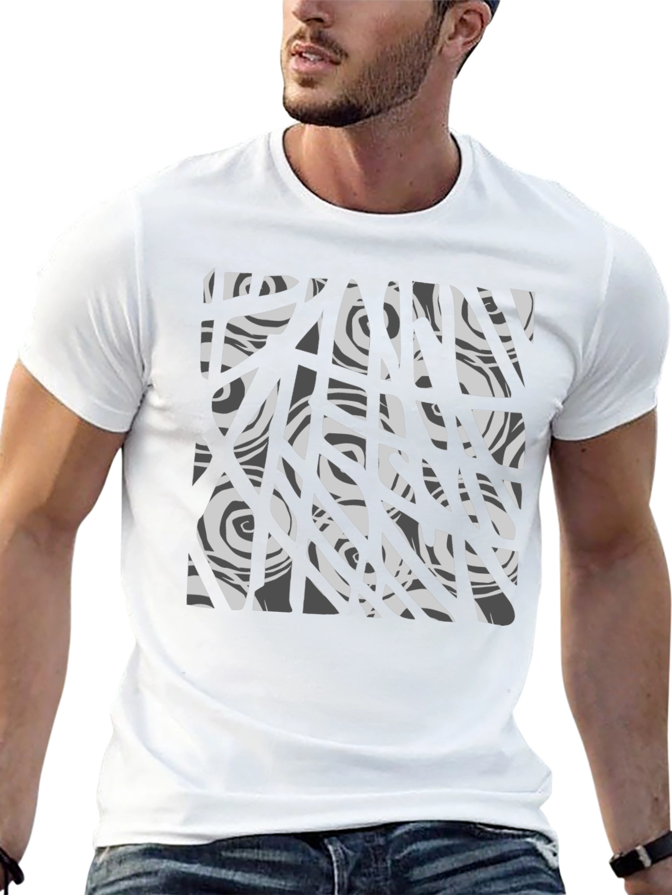 Abstract Graphic Print Tee - Black