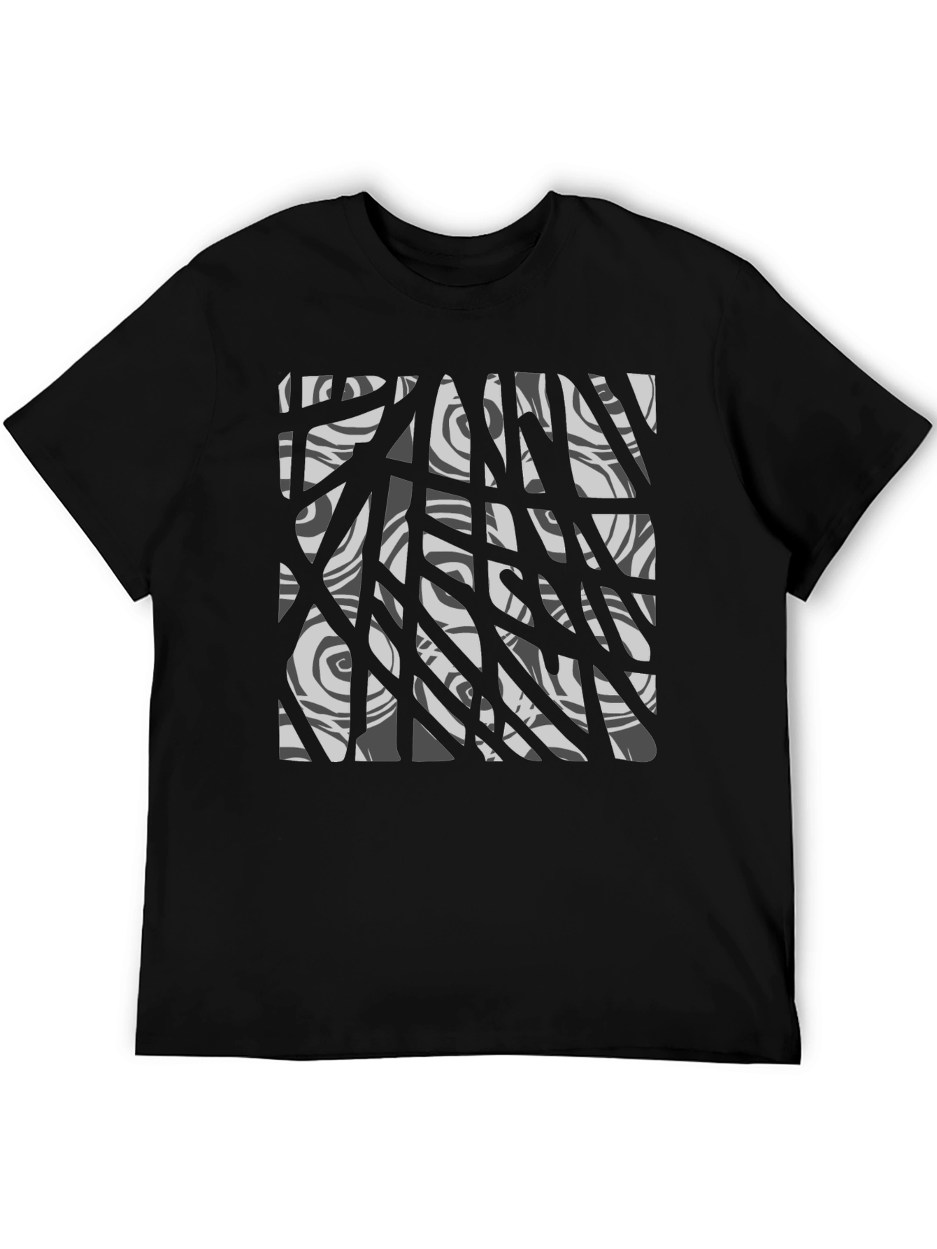 Abstract Graphic Print Tee - Black