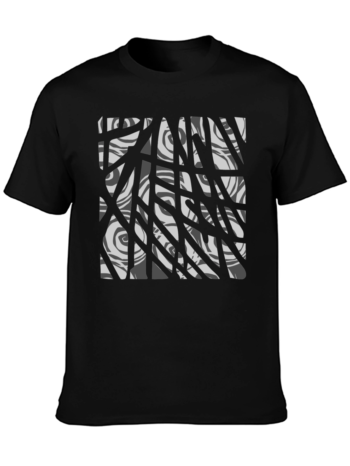 Abstract Graphic Print Tee - Black