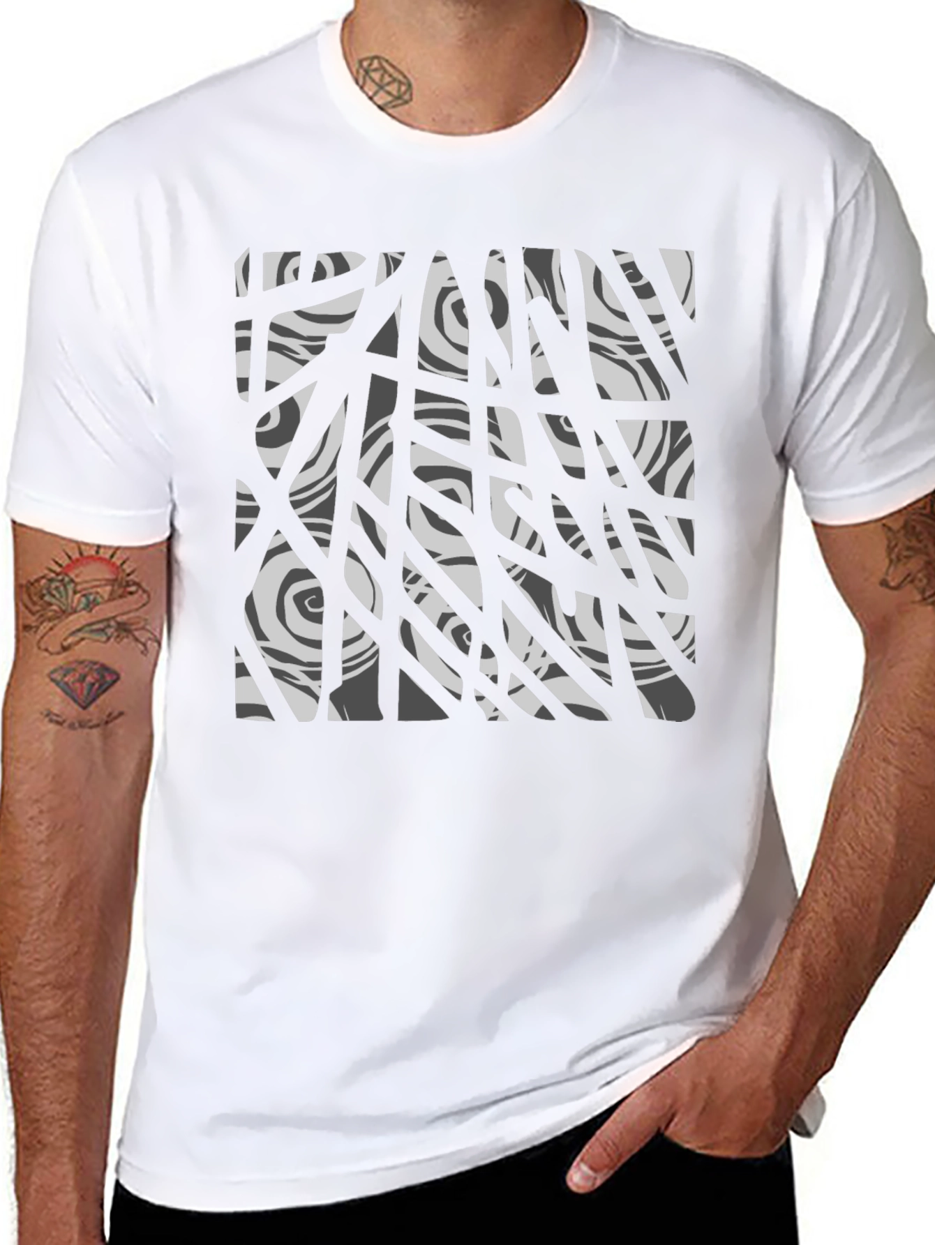 Abstract Graphic Print Tee - Black