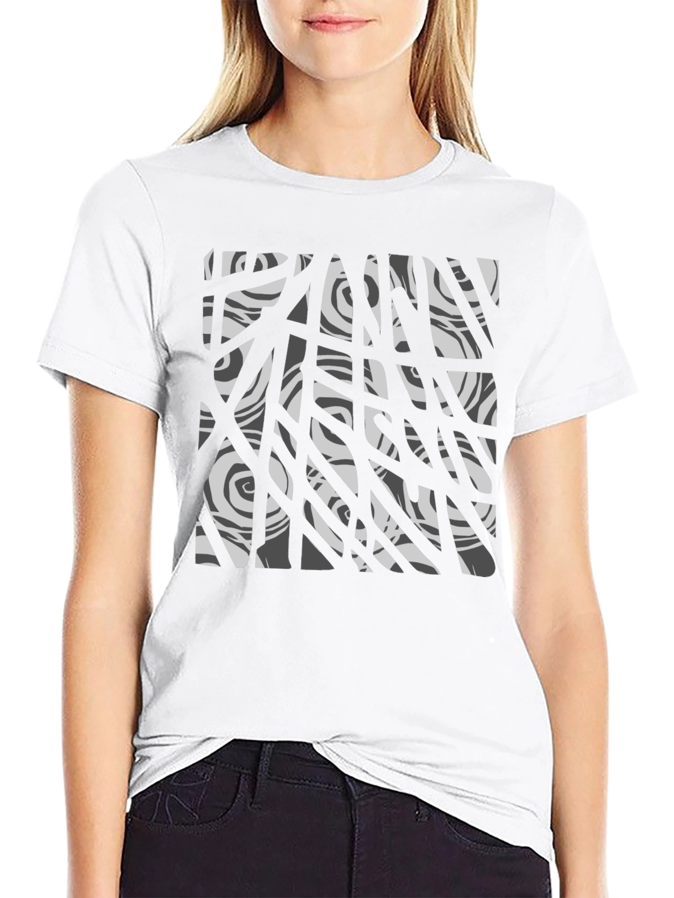 Abstract Graphic Print Tee - Black
