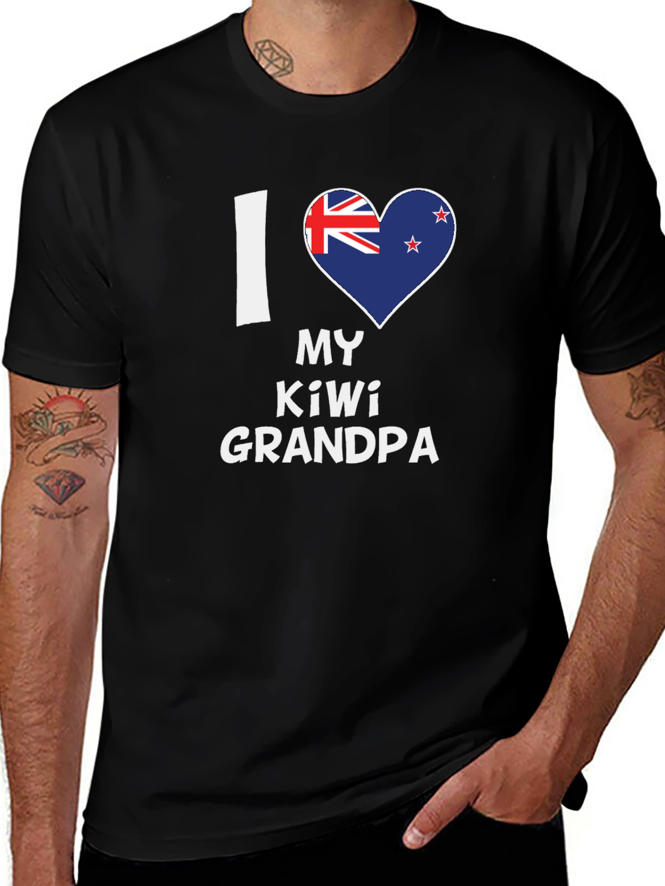 I Love My Kiwi Grandpa Black T-Shirt