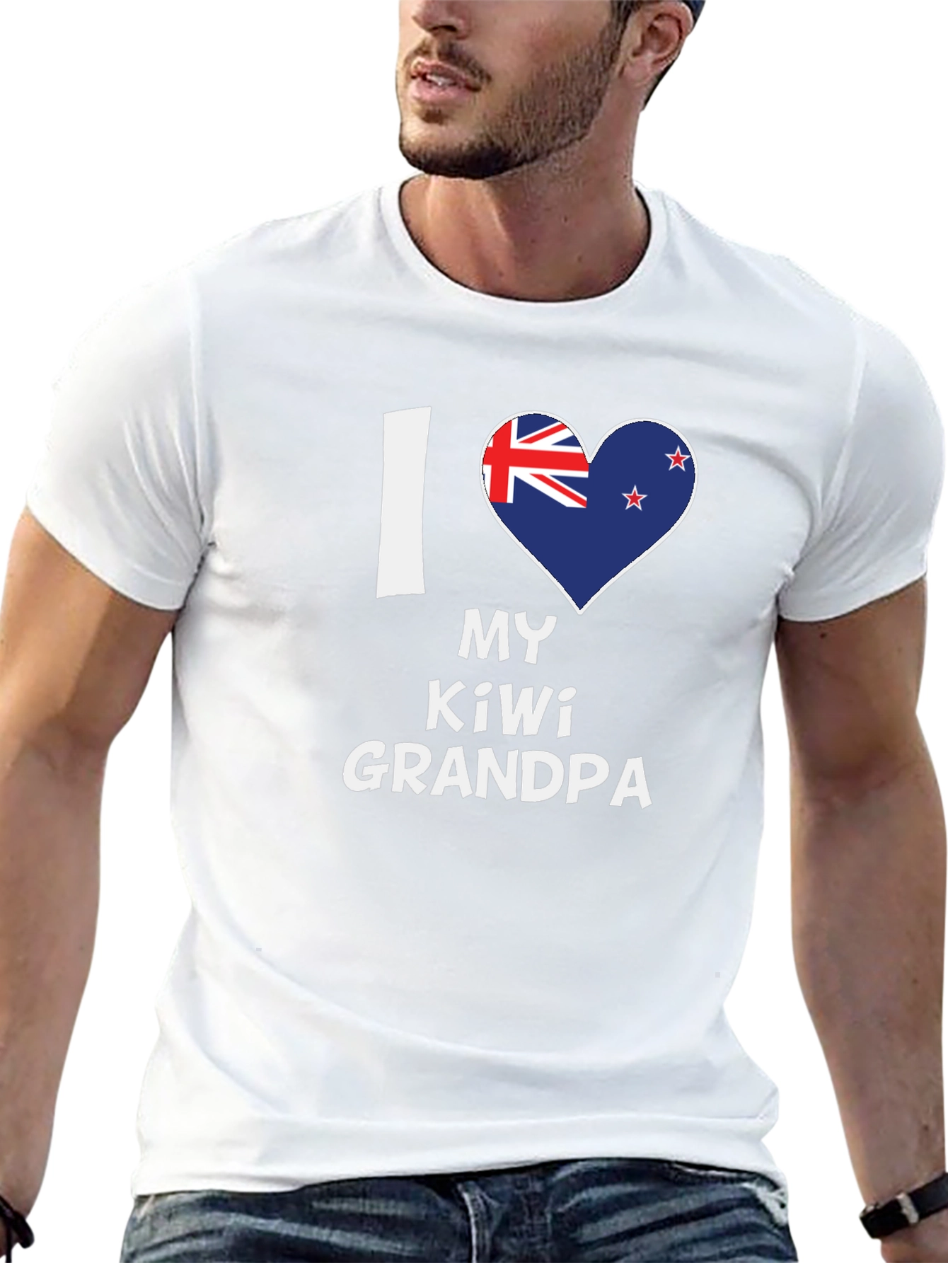 I Love My Kiwi Grandpa Black T-Shirt