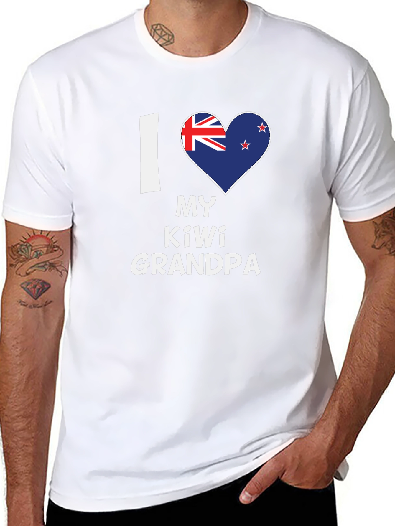 I Love My Kiwi Grandpa Black T-Shirt