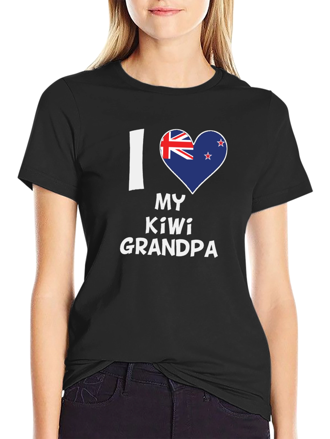 I Love My Kiwi Grandpa Black T-Shirt