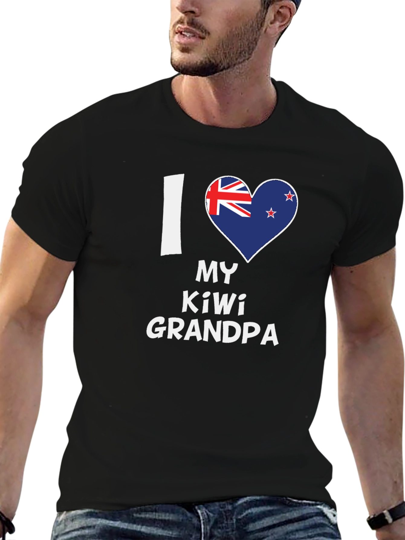 I Love My Kiwi Grandpa Black T-Shirt
