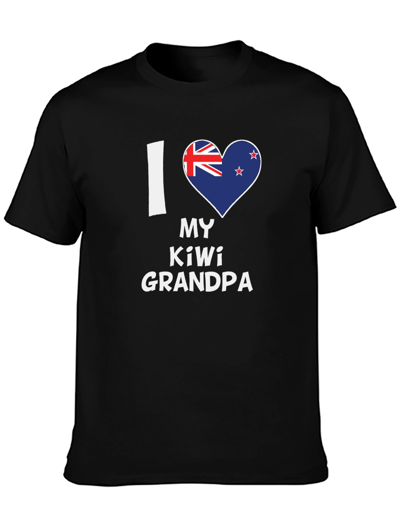 I Love My Kiwi Grandpa Black T-Shirt