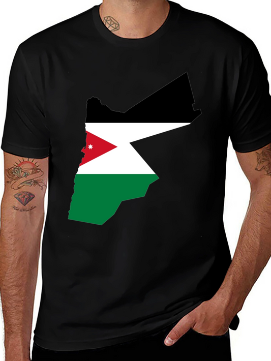Jordan Flag Map Graphic Tee - Black Cotton T-Shirt
