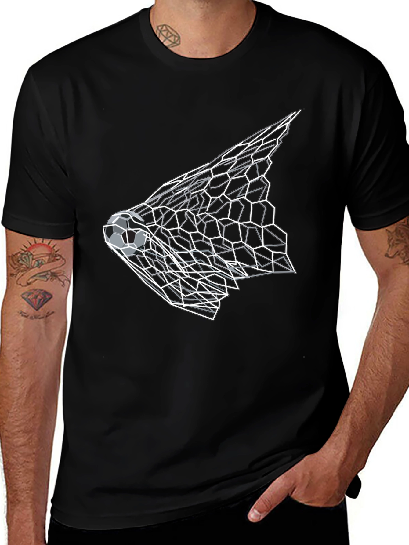 Soccer Goal Graphic Tee - Black Cotton Shirt