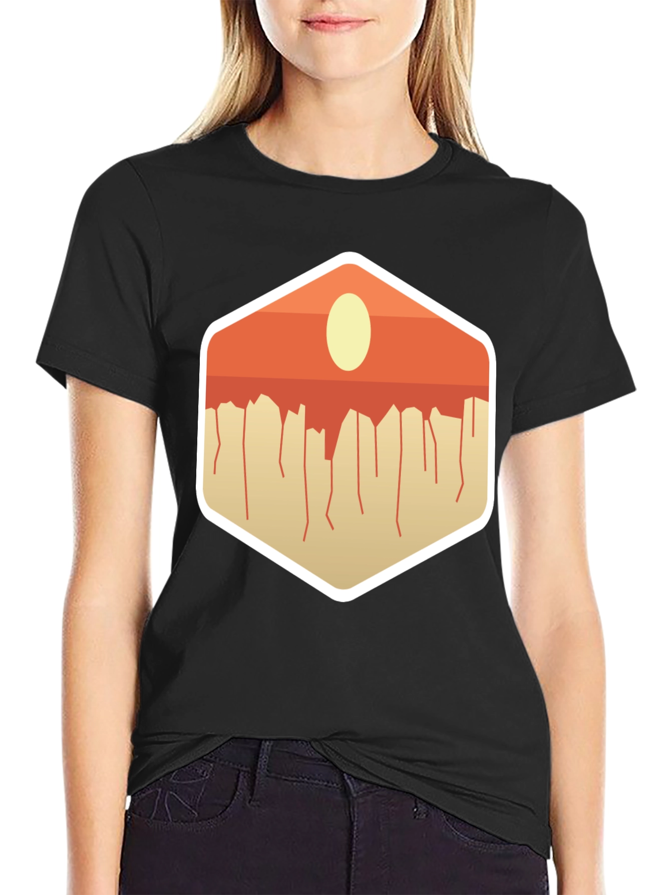 Modern Abstract Geometric Graphic Tee - Black